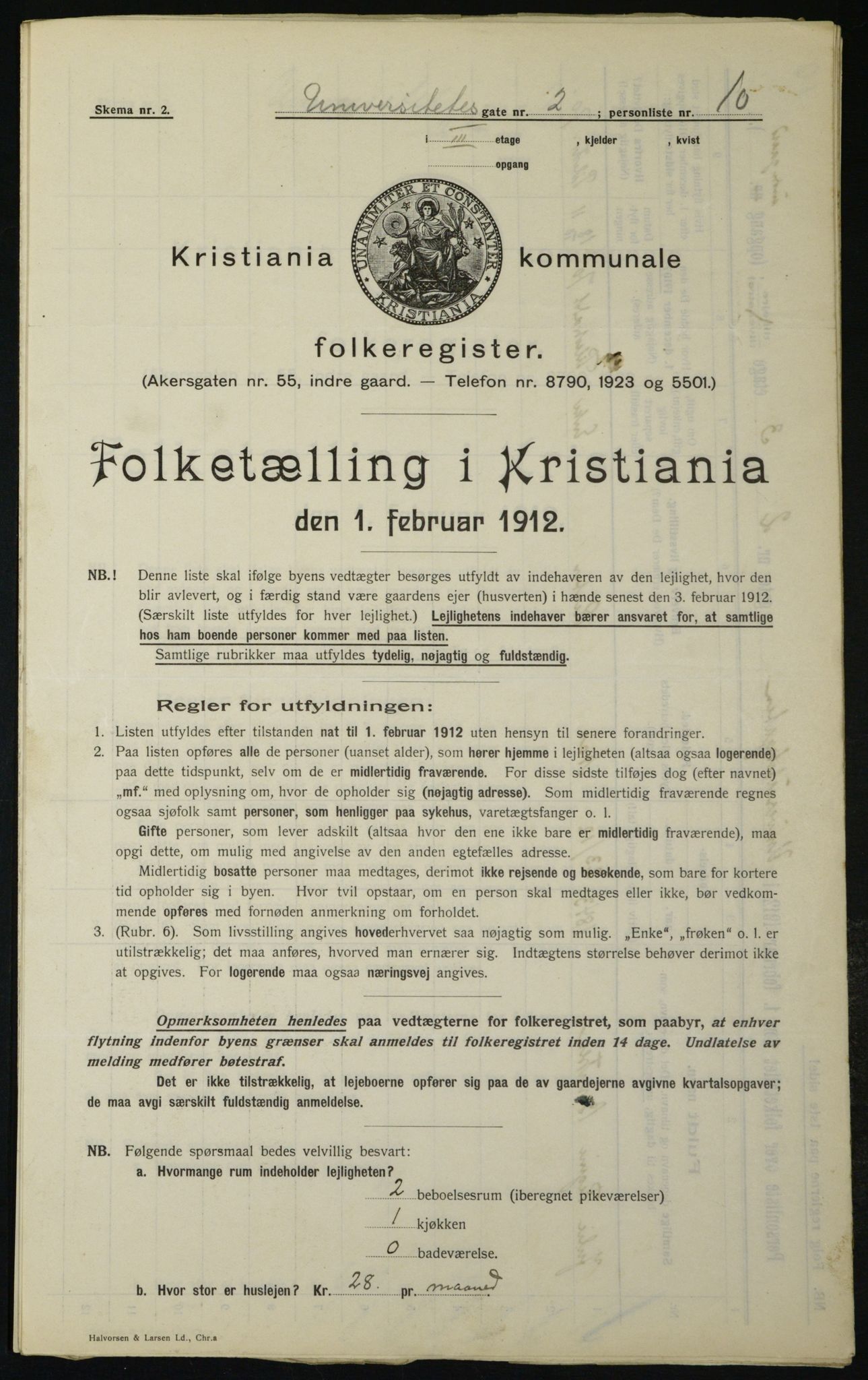 OBA, Kommunal folketelling 1.2.1912 for Kristiania, 1912, s. 119918