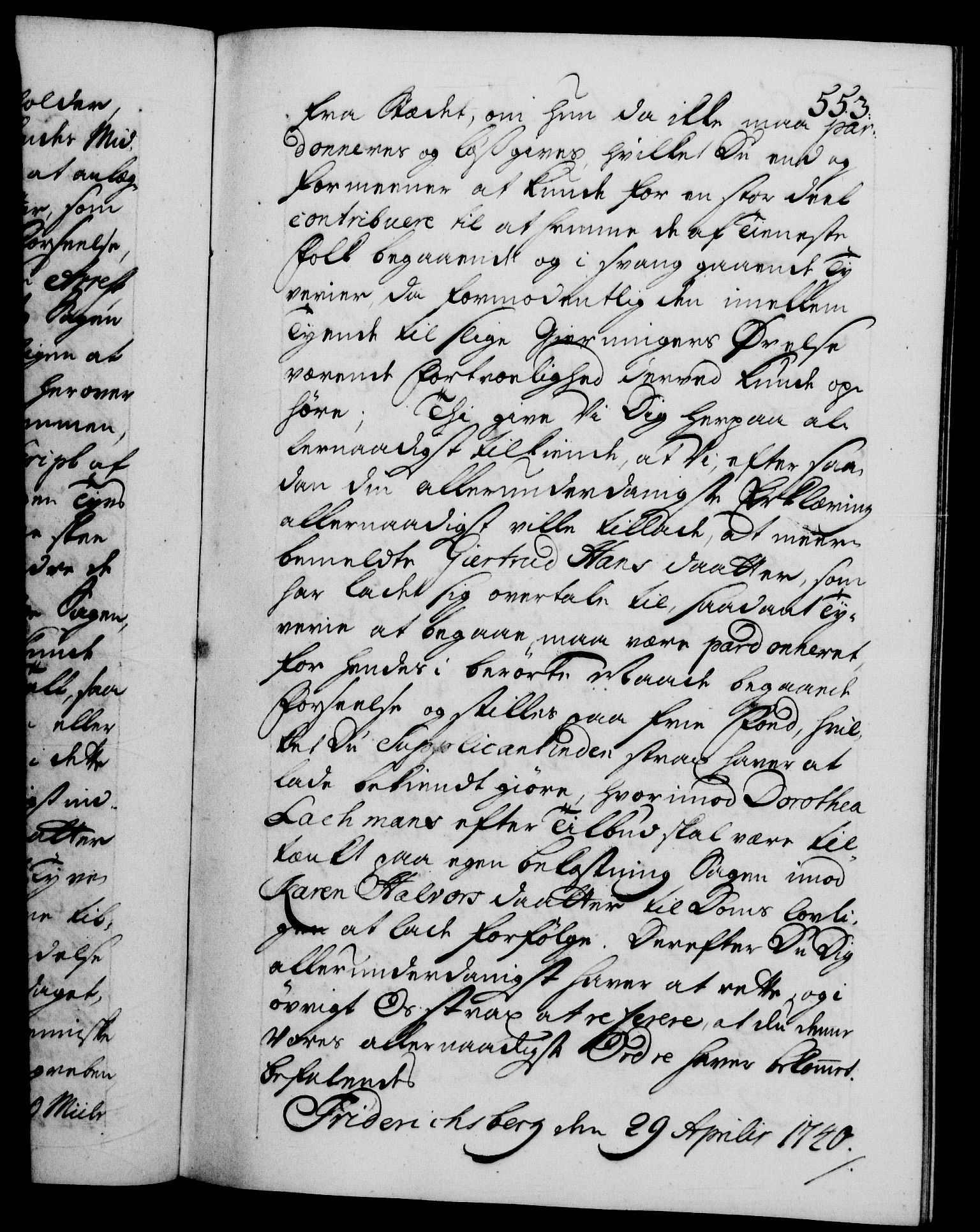 Danske Kanselli 1572-1799, AV/RA-EA-3023/F/Fc/Fca/Fcab/L0028: Norske tegnelser, 1738-1740, s. 553a