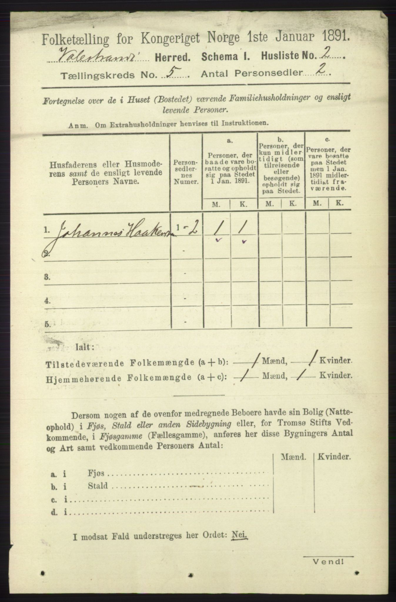 RA, Folketelling 1891 for 1217 Valestrand herred, 1891, s. 1090