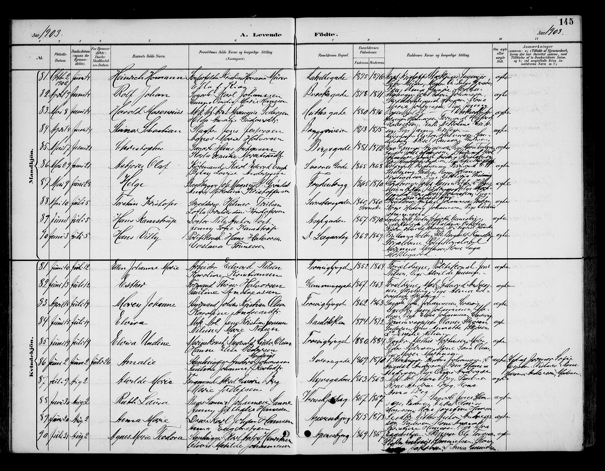 Fredrikstad domkirkes prestekontor Kirkebøker, AV/SAO-A-10906/G/Ga/L0002: Klokkerbok nr. 2, 1894-1918, s. 145