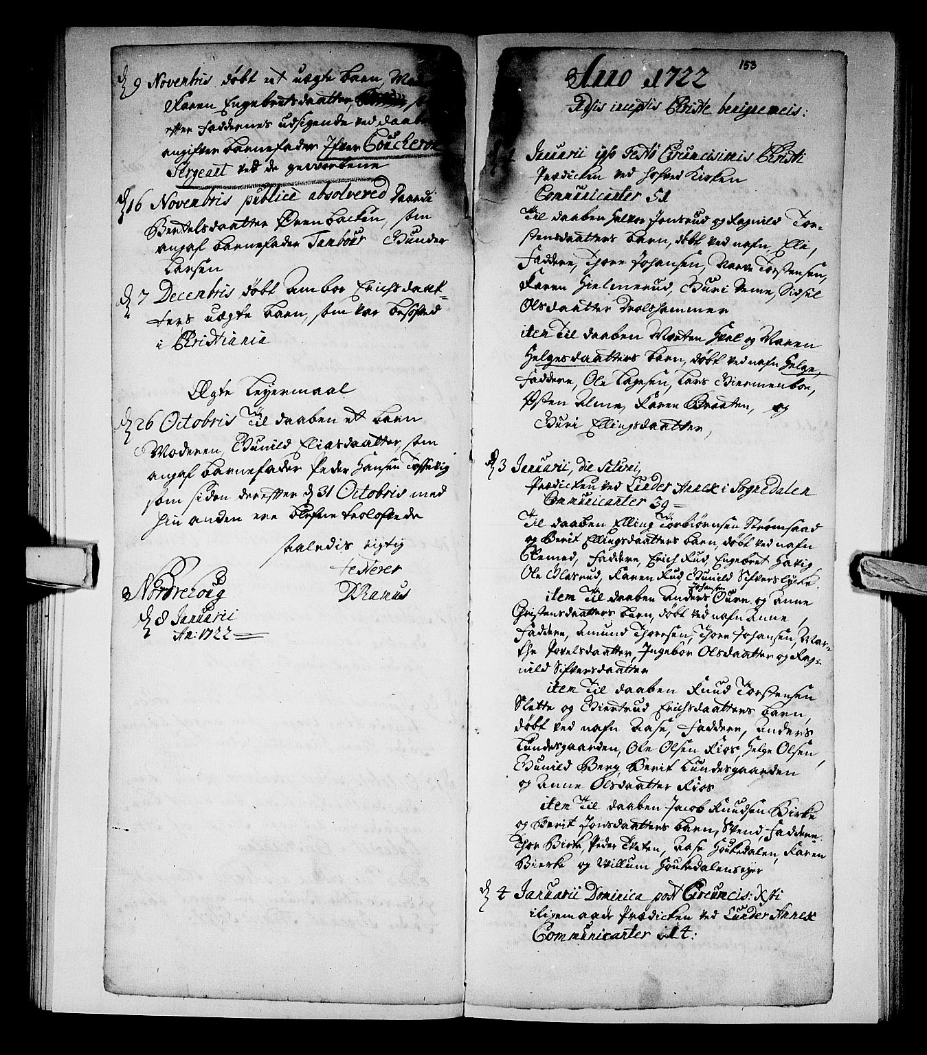 Norderhov kirkebøker, AV/SAKO-A-237/F/Fa/L0002a: Ministerialbok nr. 2A, 1716-1725, s. 152-153