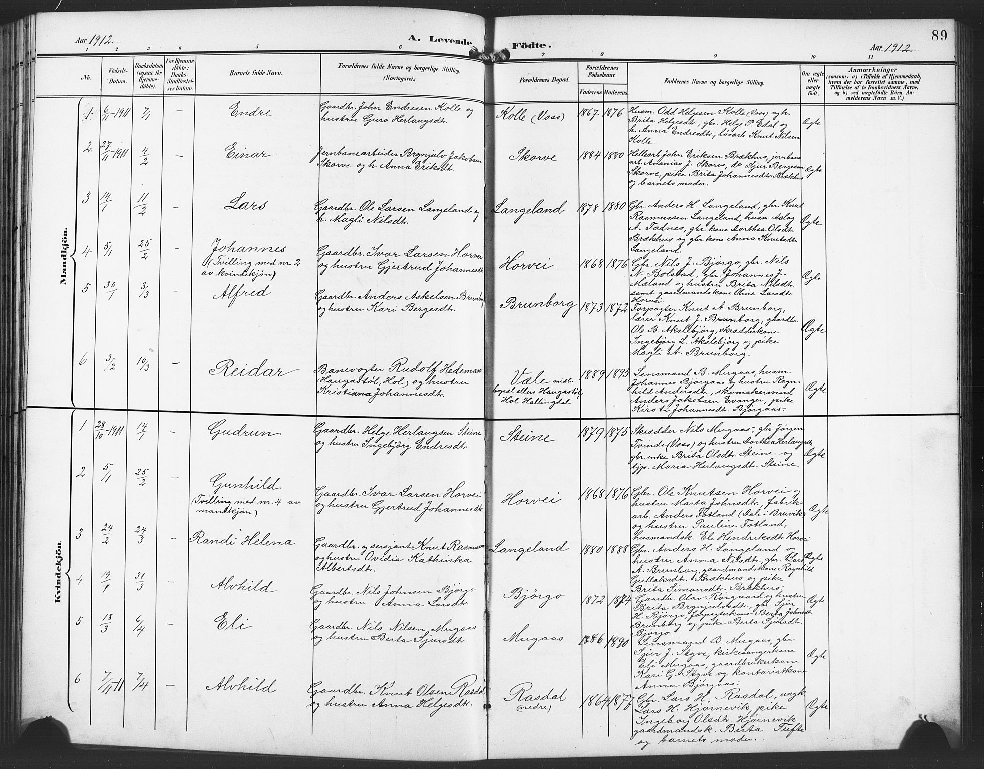 Evanger sokneprestembete, AV/SAB-A-99924: Klokkerbok nr. A 5, 1897-1917, s. 89