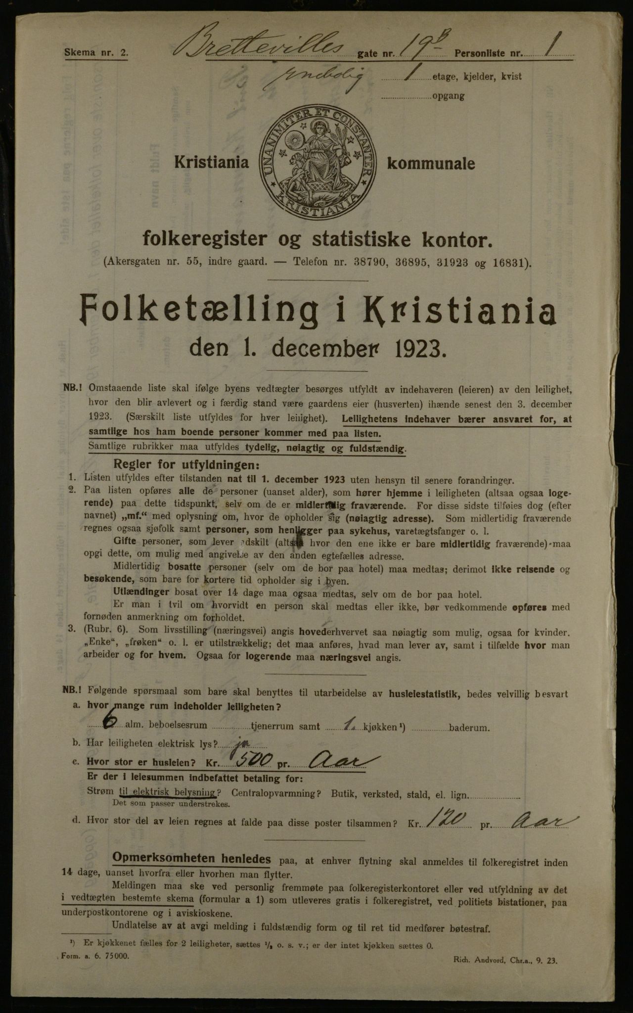 OBA, Kommunal folketelling 1.12.1923 for Kristiania, 1923, s. 9799