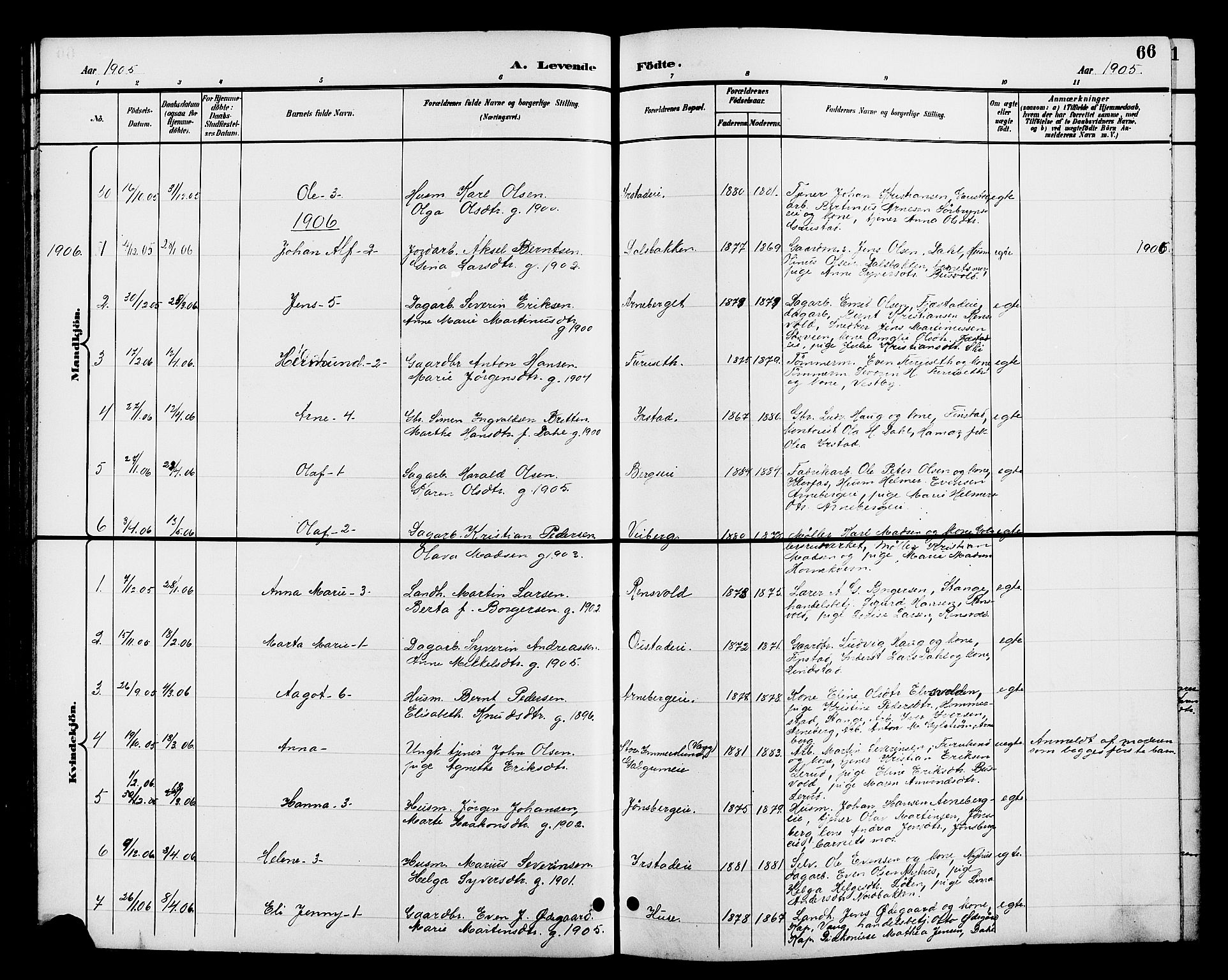 Romedal prestekontor, AV/SAH-PREST-004/L/L0012: Klokkerbok nr. 12, 1896-1914, s. 66