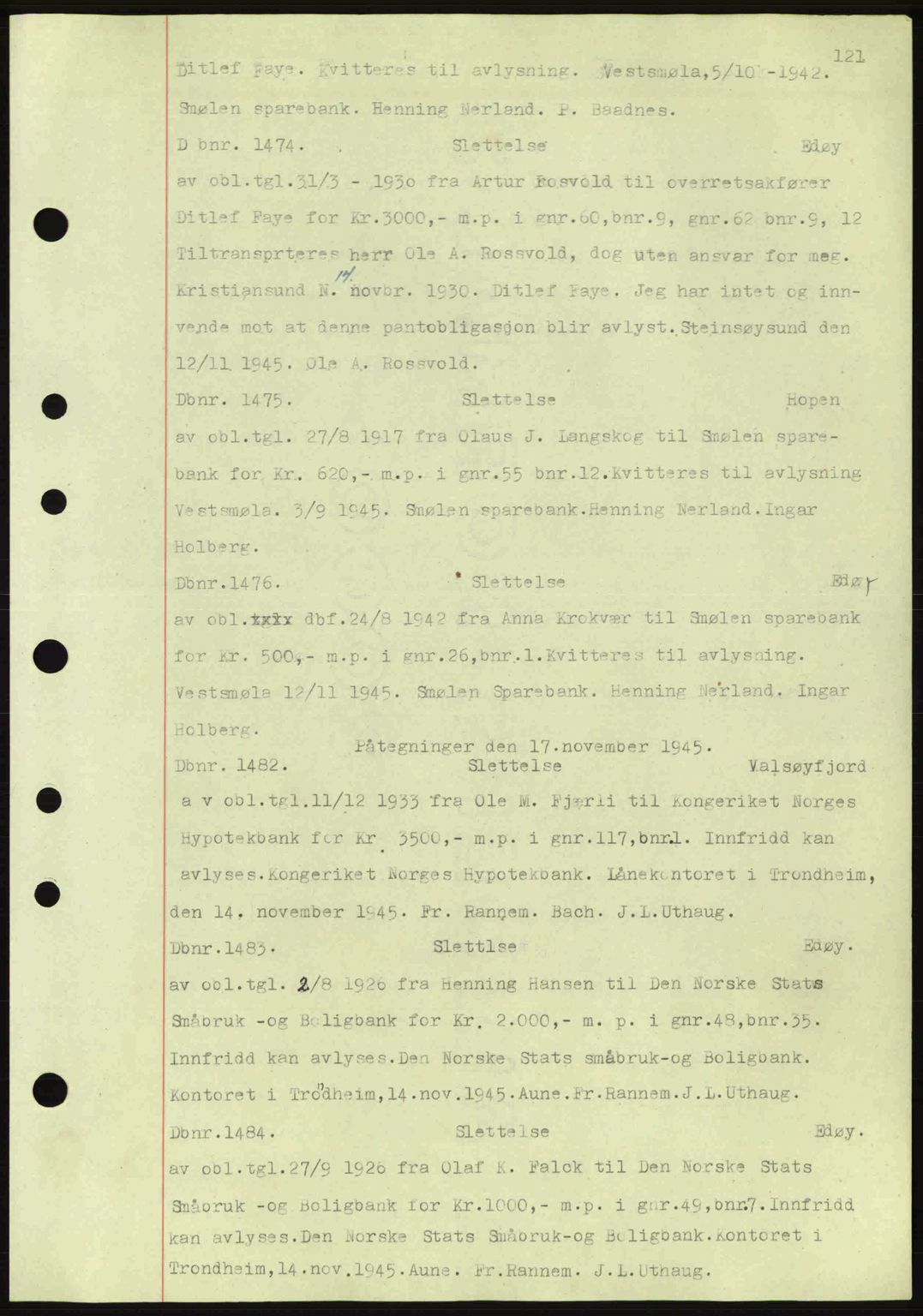 Nordmøre sorenskriveri, AV/SAT-A-4132/1/2/2Ca: Pantebok nr. C82a, 1945-1946, Dagboknr: 1474/1945