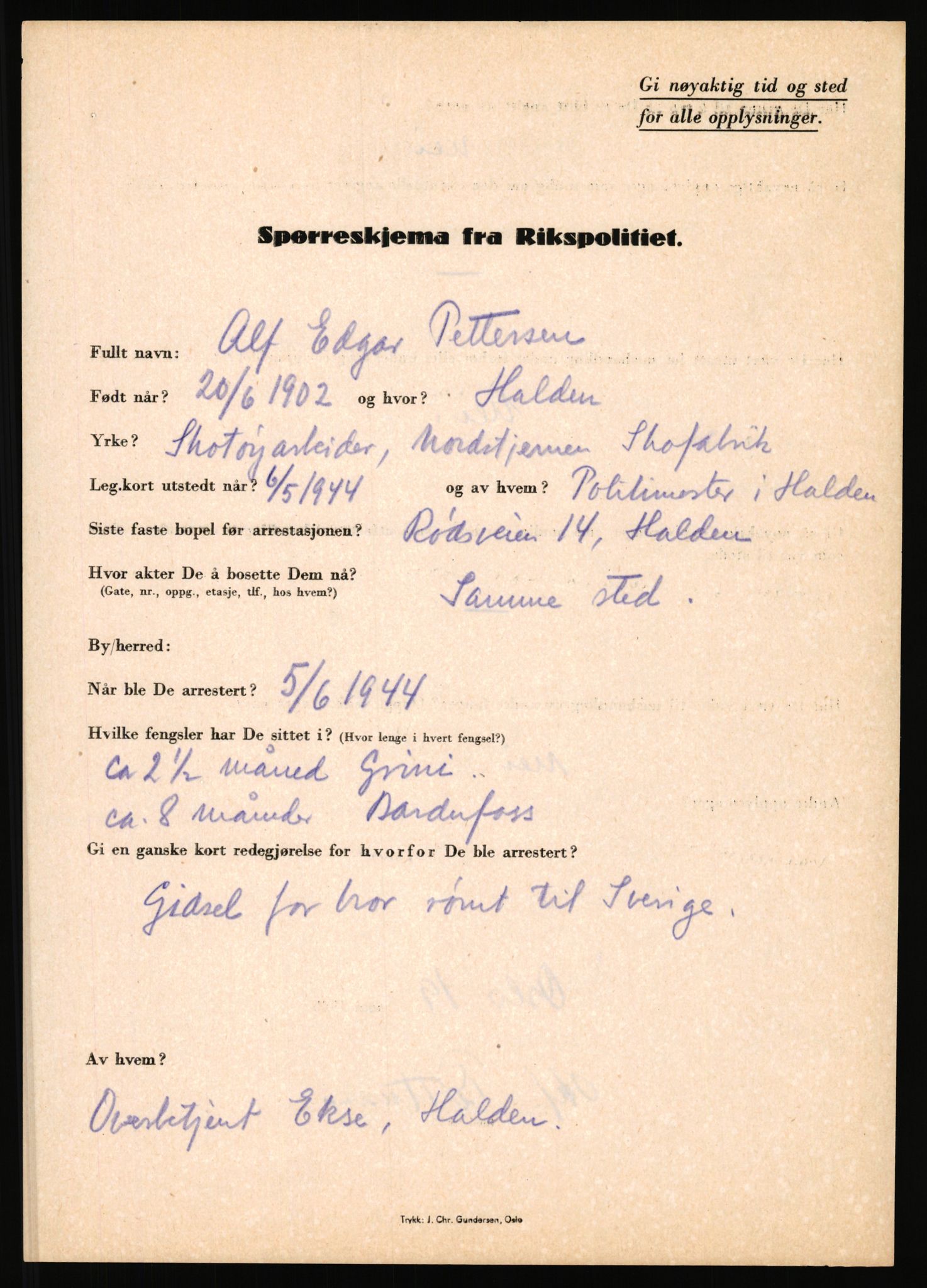 Rikspolitisjefen, AV/RA-S-1560/L/L0014: Pettersen, Aksel - Savosnick, Ernst, 1940-1945, s. 5