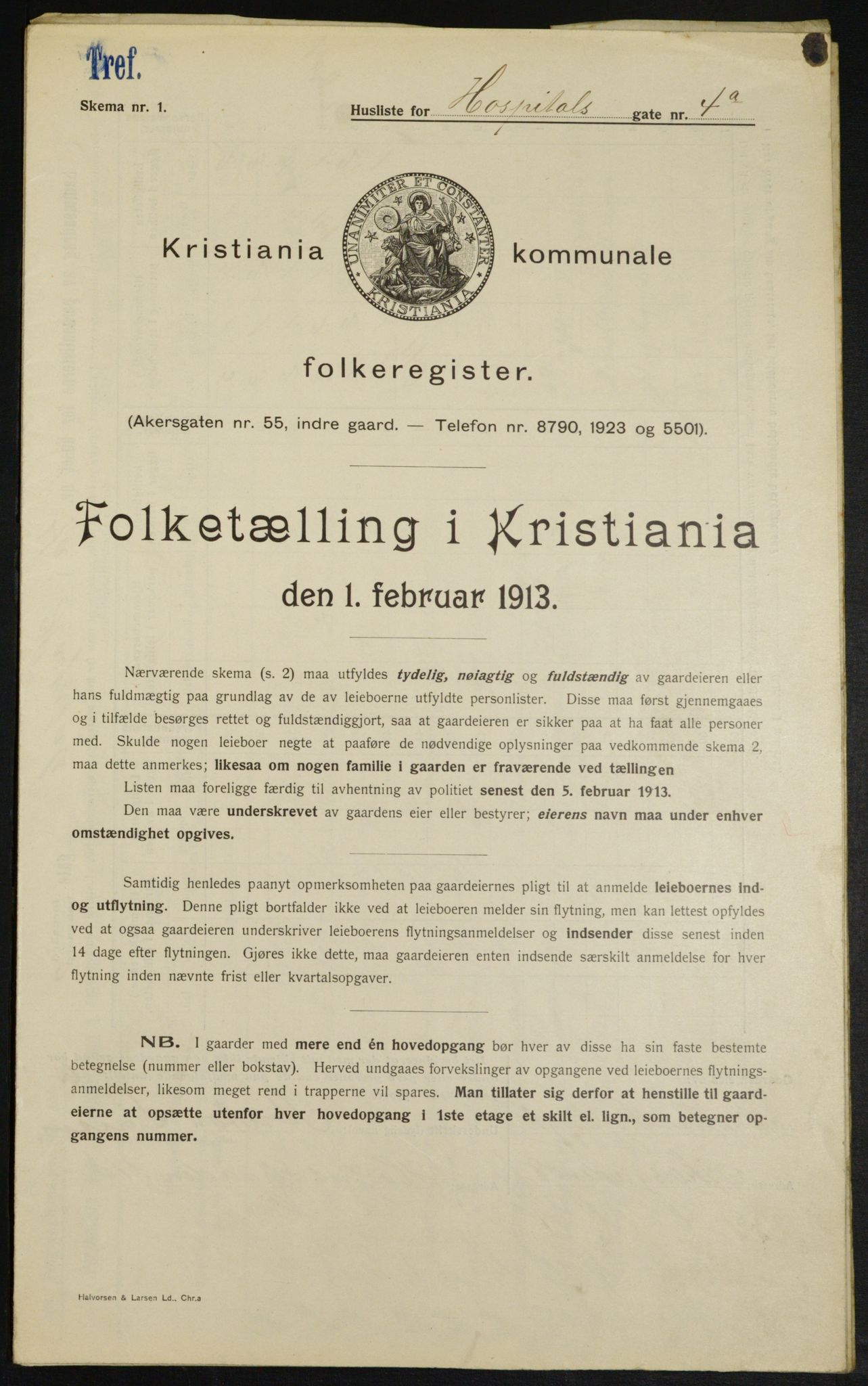 OBA, Kommunal folketelling 1.2.1913 for Kristiania, 1913, s. 41249