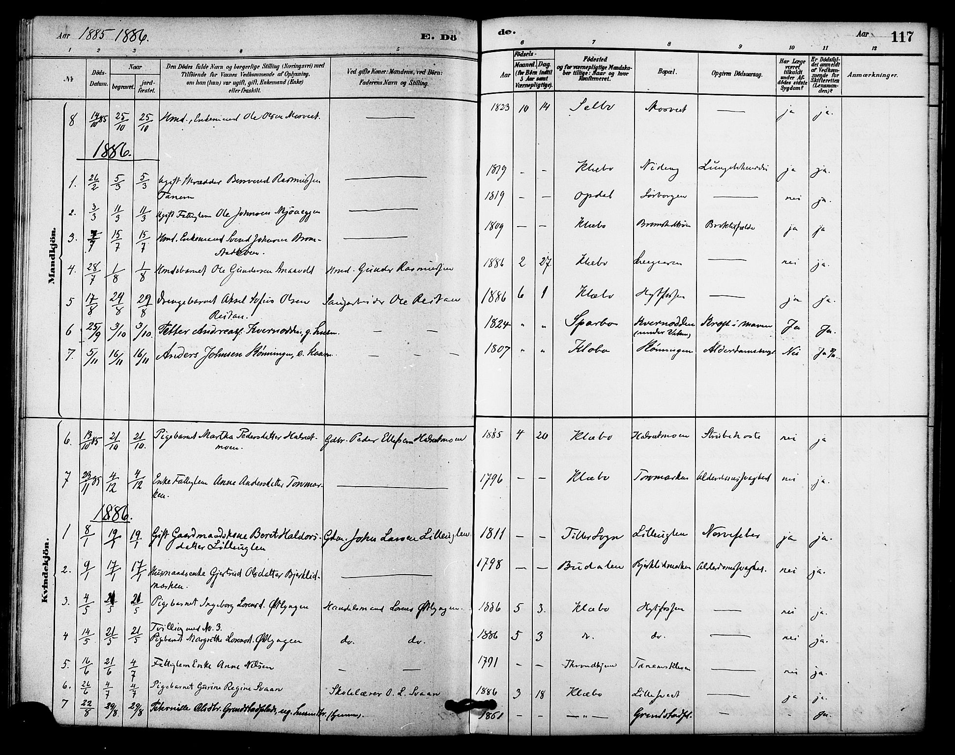 Ministerialprotokoller, klokkerbøker og fødselsregistre - Sør-Trøndelag, AV/SAT-A-1456/618/L0444: Ministerialbok nr. 618A07, 1880-1898, s. 117