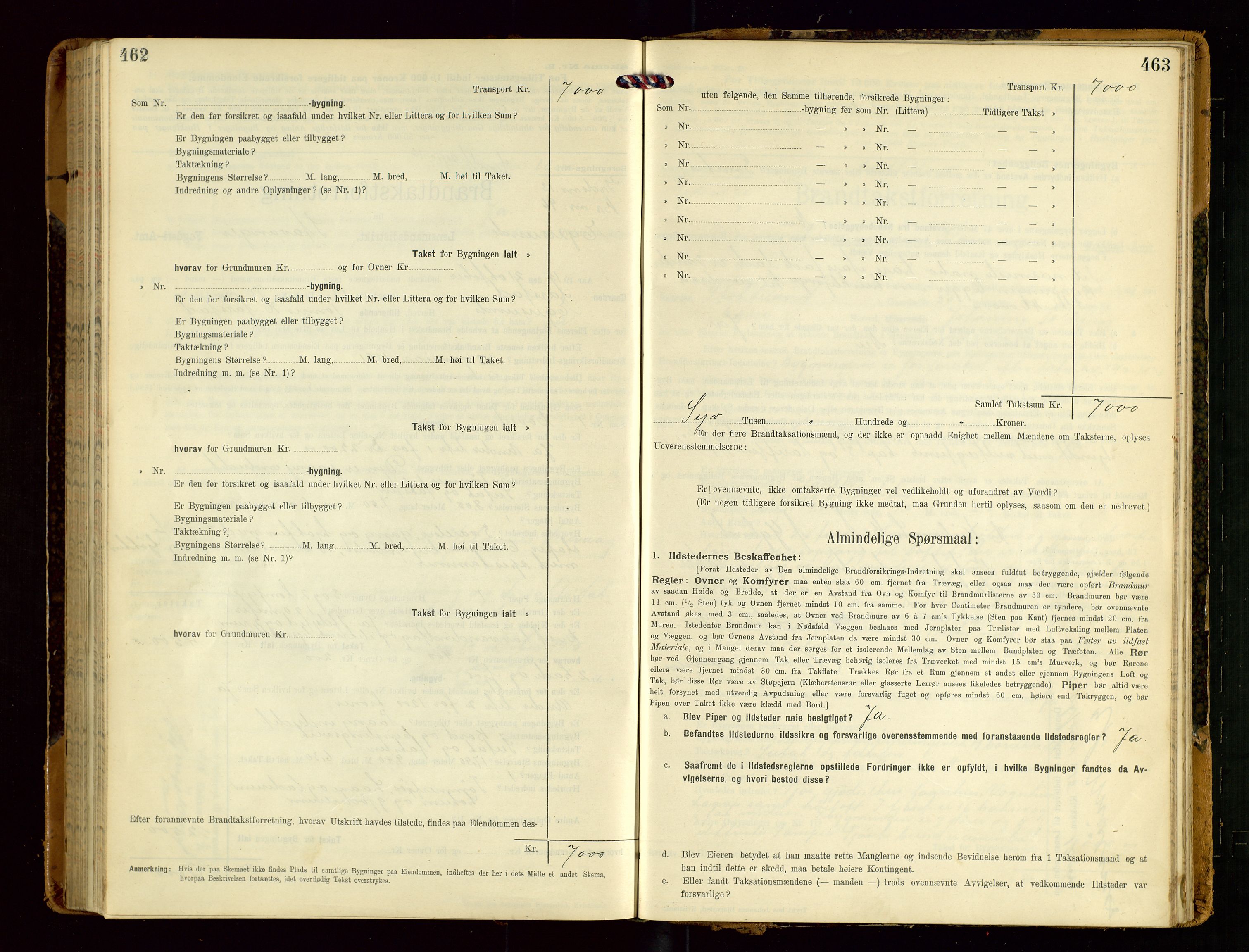 Eigersund lensmannskontor, SAST/A-100171/Gob/L0002: "Brandtakstprotokol", 1910-1916, s. 462-463