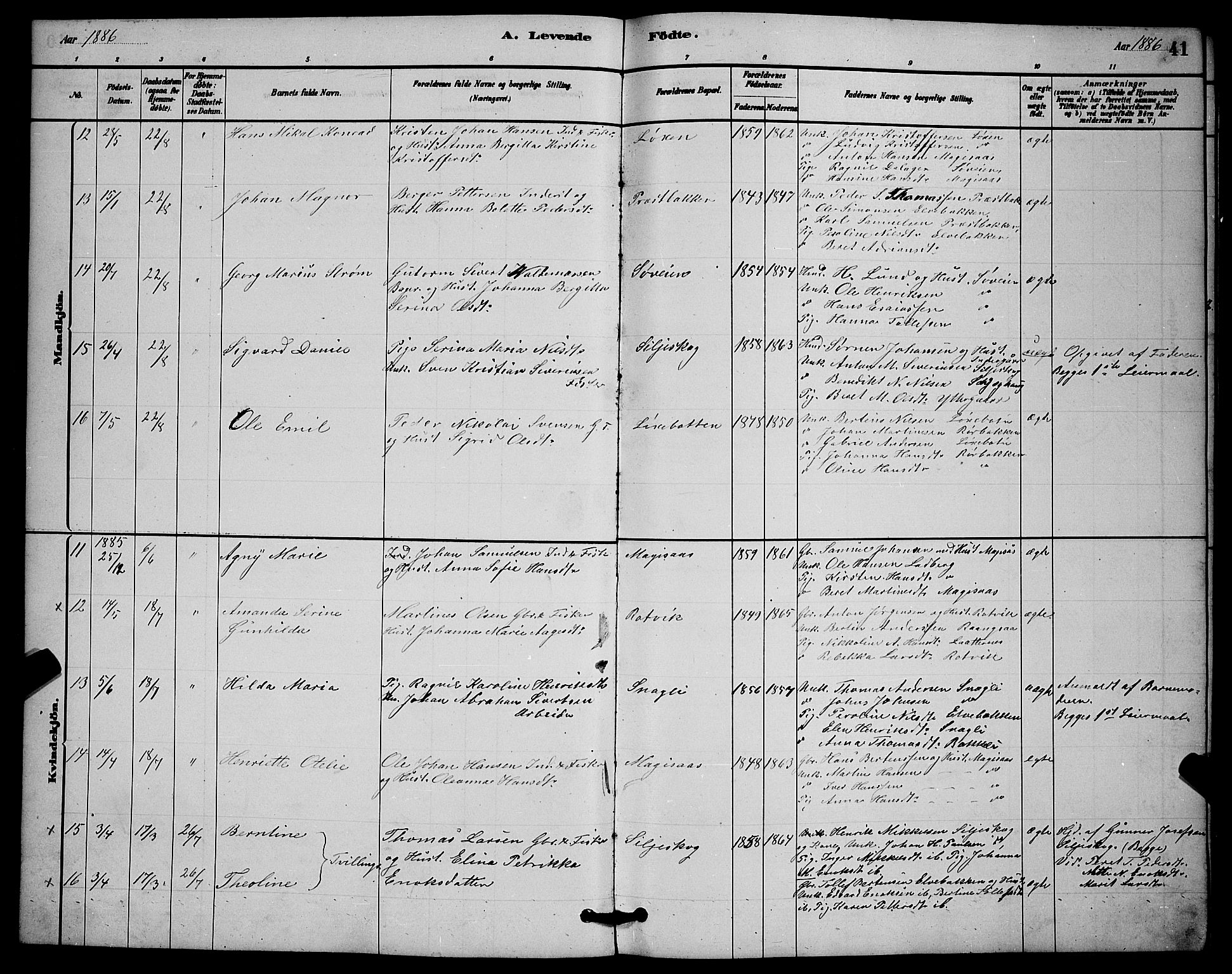 Ibestad sokneprestembete, AV/SATØ-S-0077/H/Ha/Hab/L0014klokker: Klokkerbok nr. 14, 1880-1887, s. 41