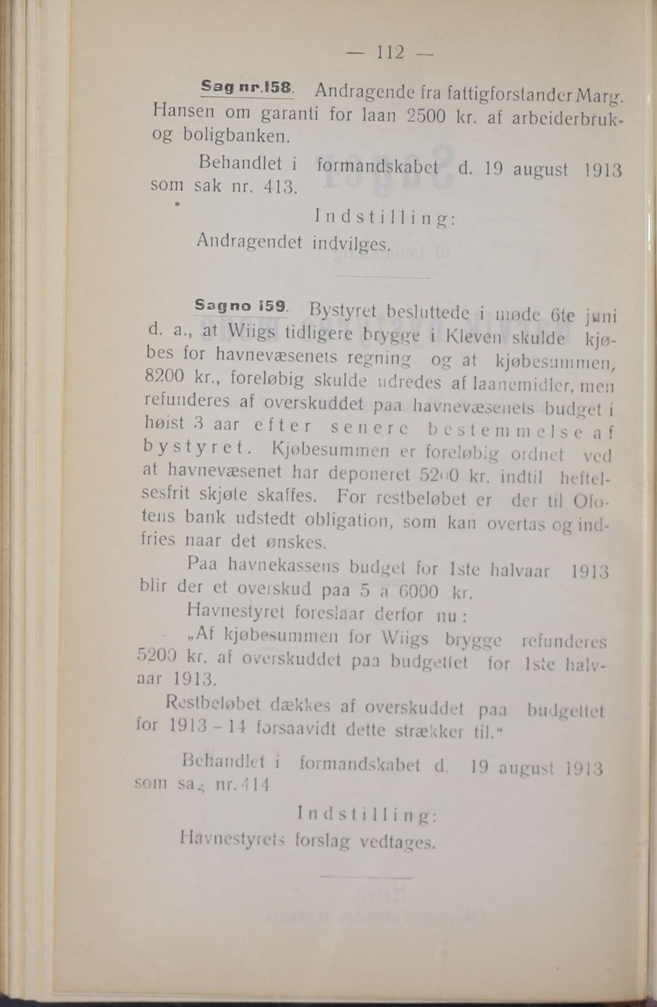 Narvik kommune. Formannskap , AIN/K-18050.150/A/Ab/L0003: Møtebok, 1913