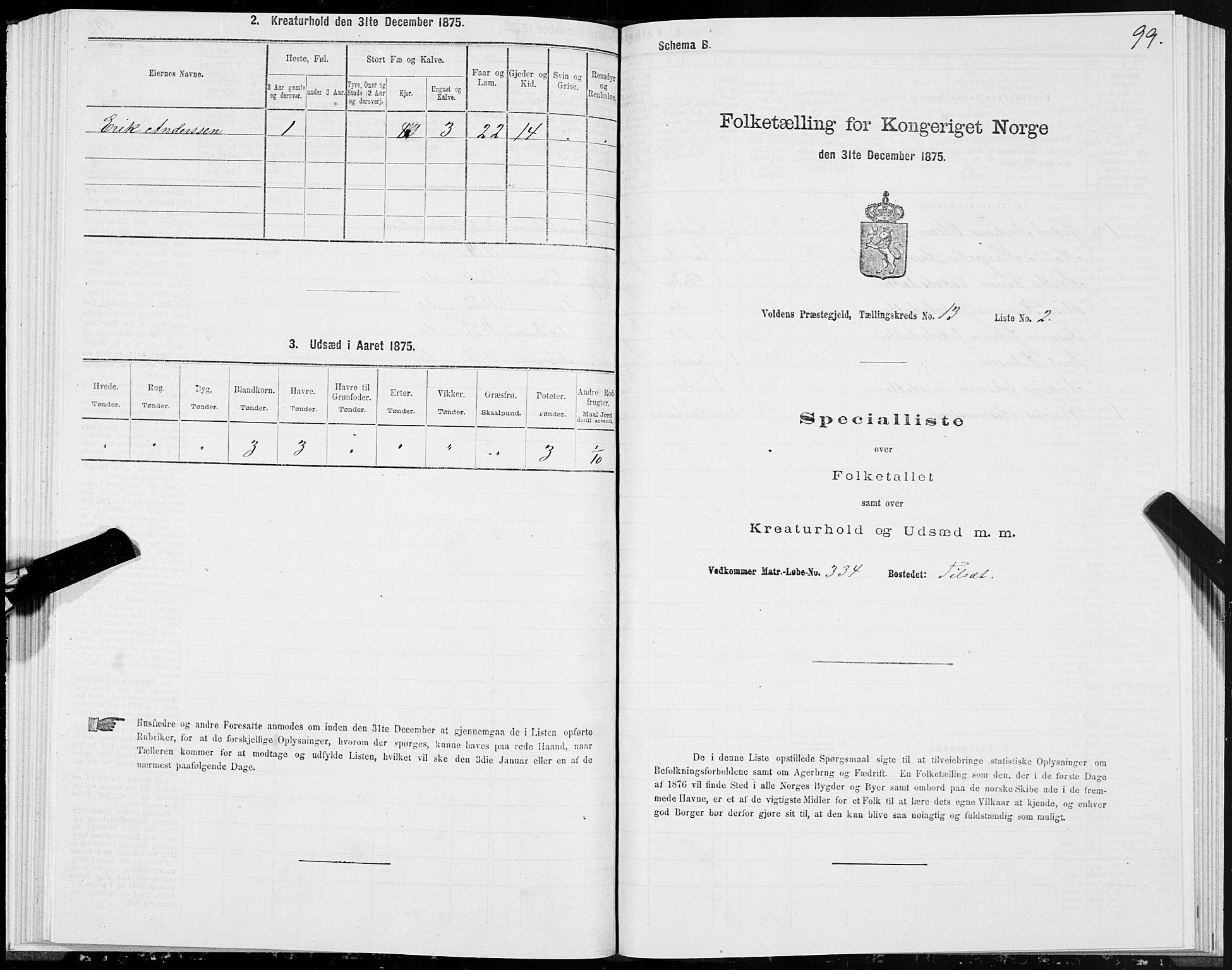 SAT, Folketelling 1875 for 1519P Volda prestegjeld, 1875, s. 7099