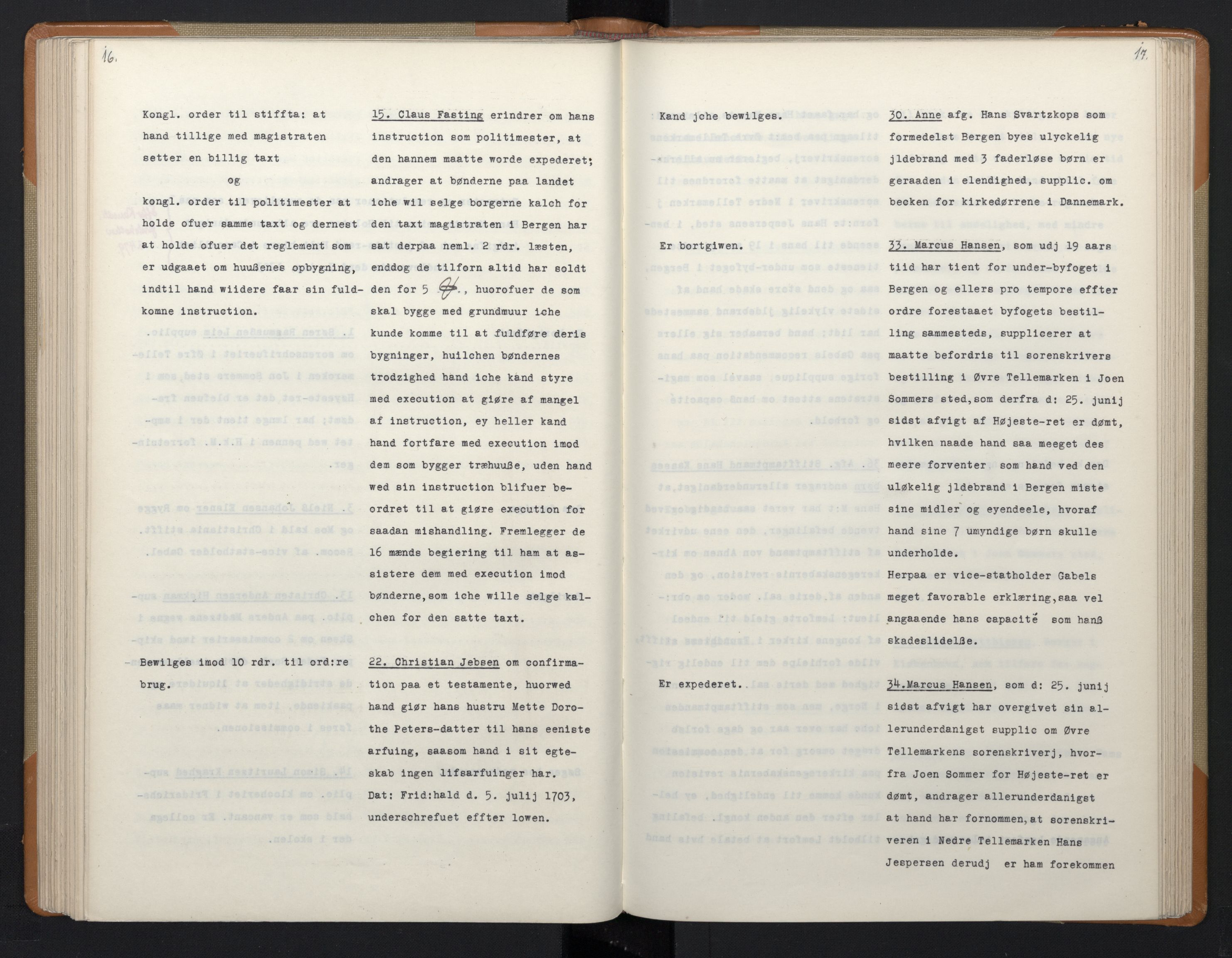 Avskriftsamlingen, AV/RA-EA-4022/F/Fa/L0071: Supplikker, 1703, s. 134