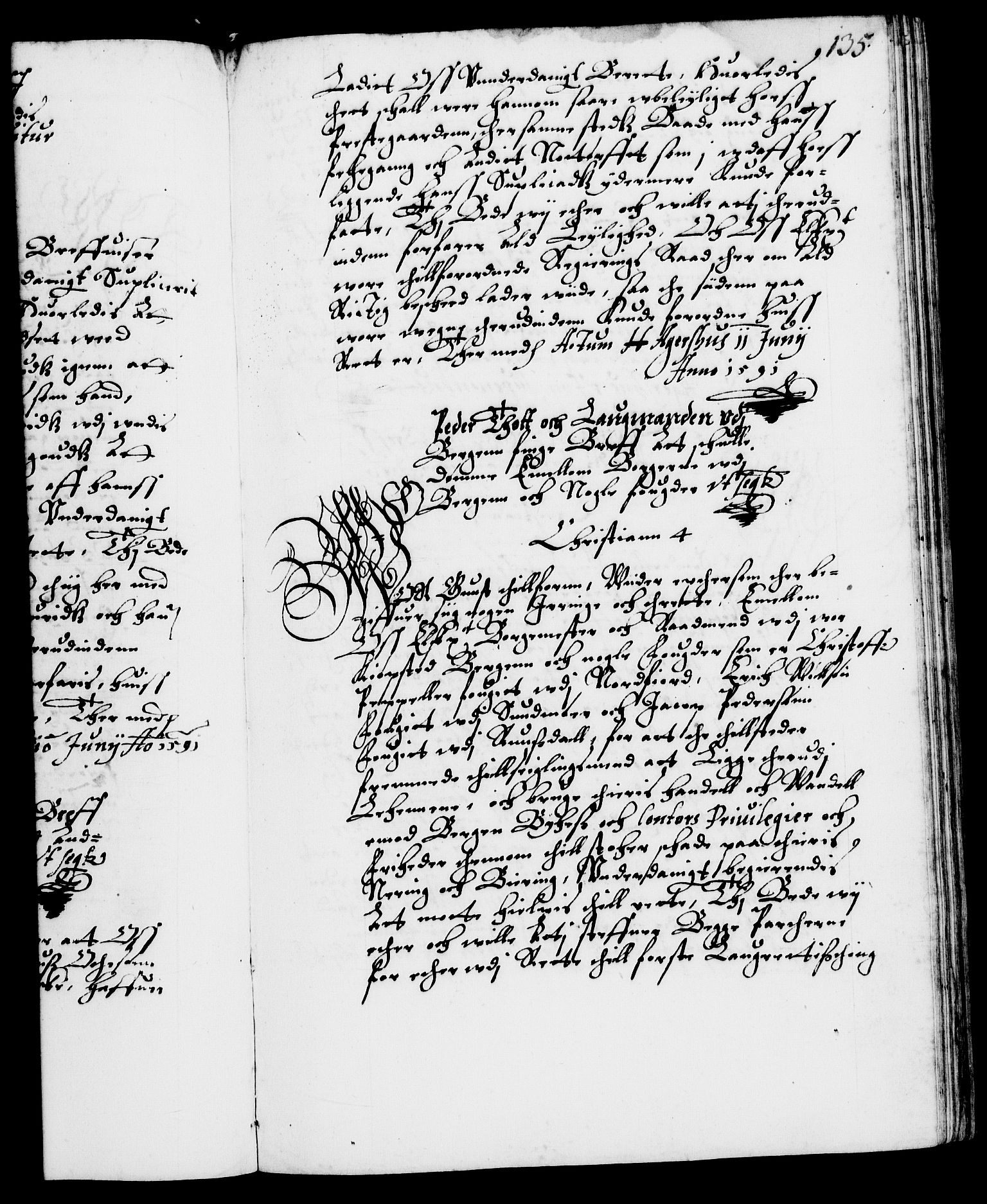Danske Kanselli 1572-1799, AV/RA-EA-3023/F/Fc/Fca/Fcab/L0002: Norske tegnelser (mikrofilm), 1588-1596, s. 135a