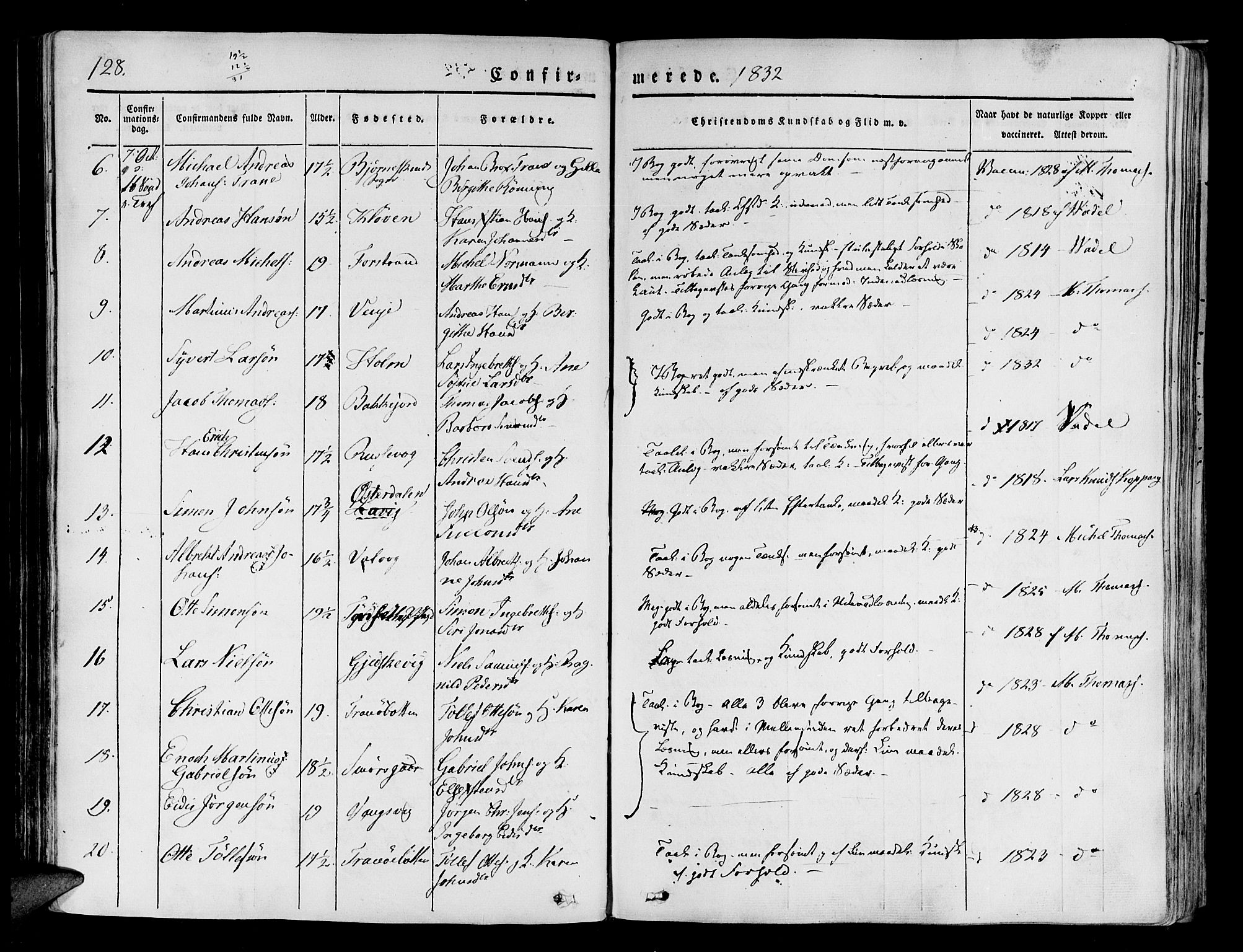 Tranøy sokneprestkontor, AV/SATØ-S-1313/I/Ia/Iaa/L0005kirke: Ministerialbok nr. 5, 1829-1844, s. 128