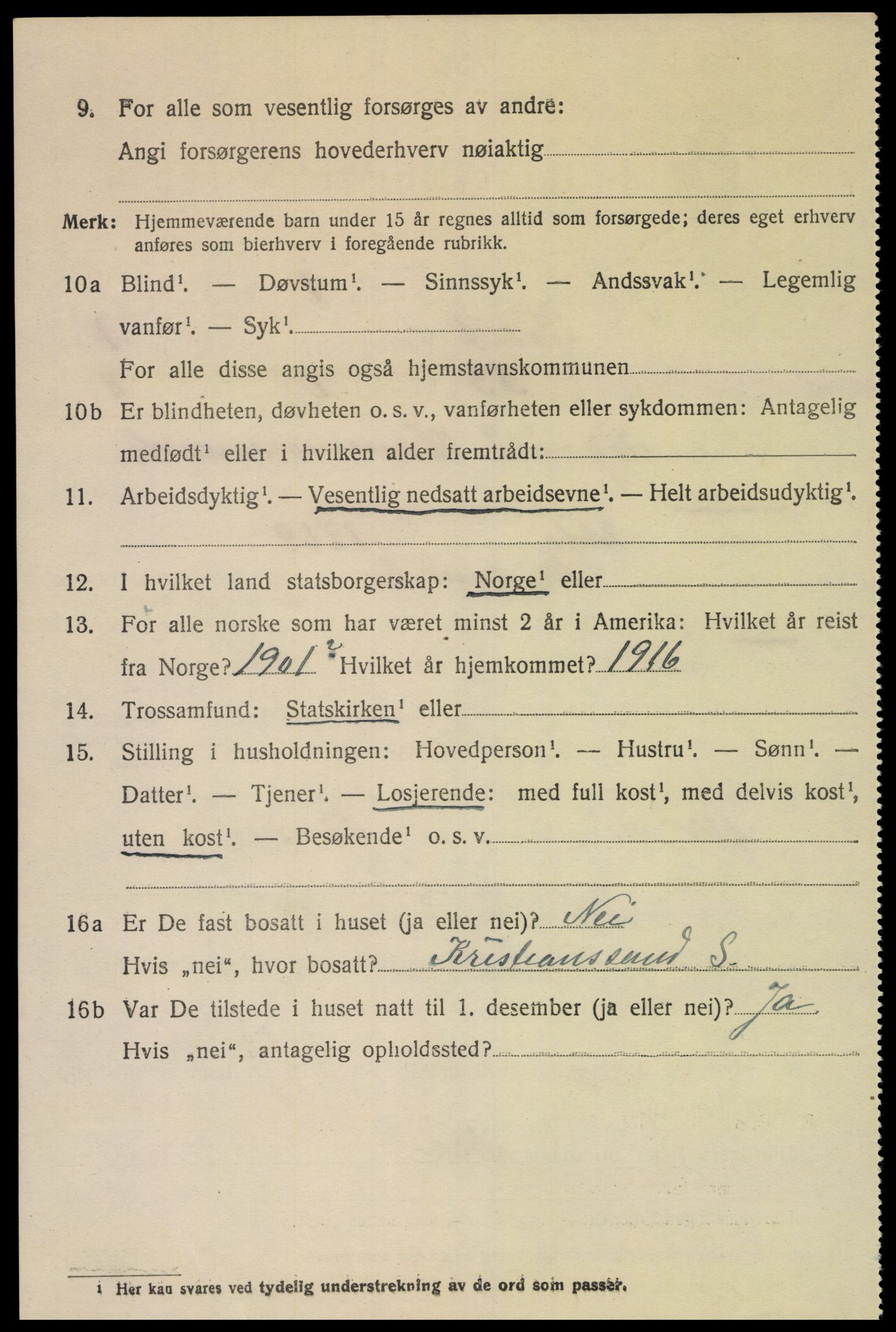 SAK, Folketelling 1920 for 1013 Tveit herred, 1920, s. 1211