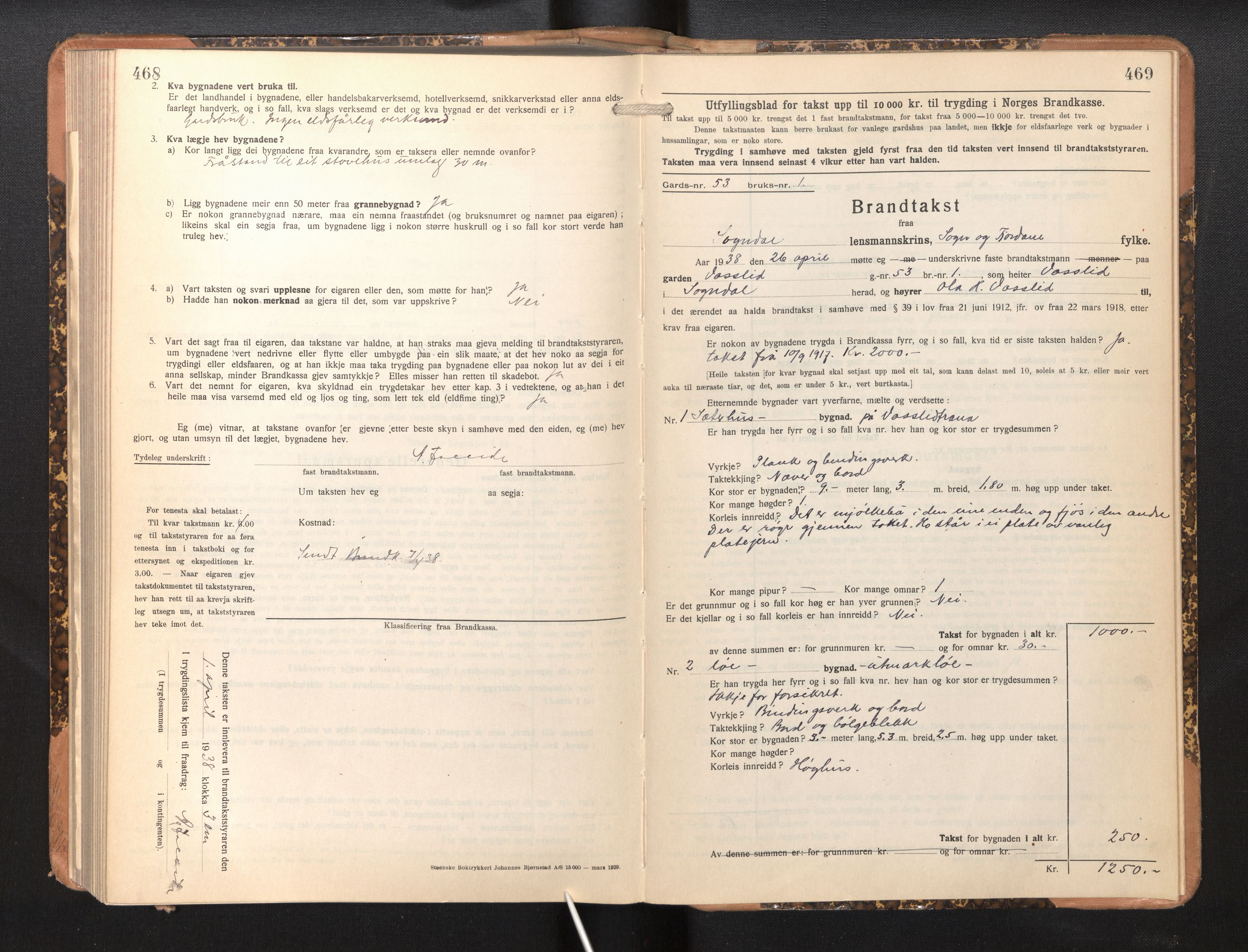 Lensmannen i Sogndal, SAB/A-29901/0012/L0013: Branntakstprotokoll, skjematakst, 1931-1938, s. 468-469
