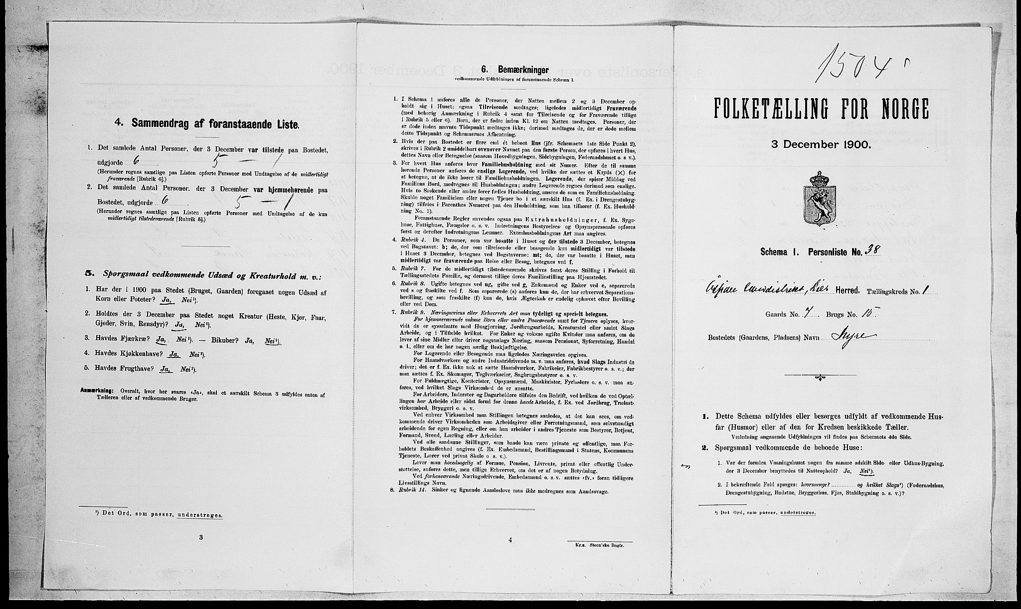 RA, Folketelling 1900 for 0626 Lier herred, 1900, s. 113