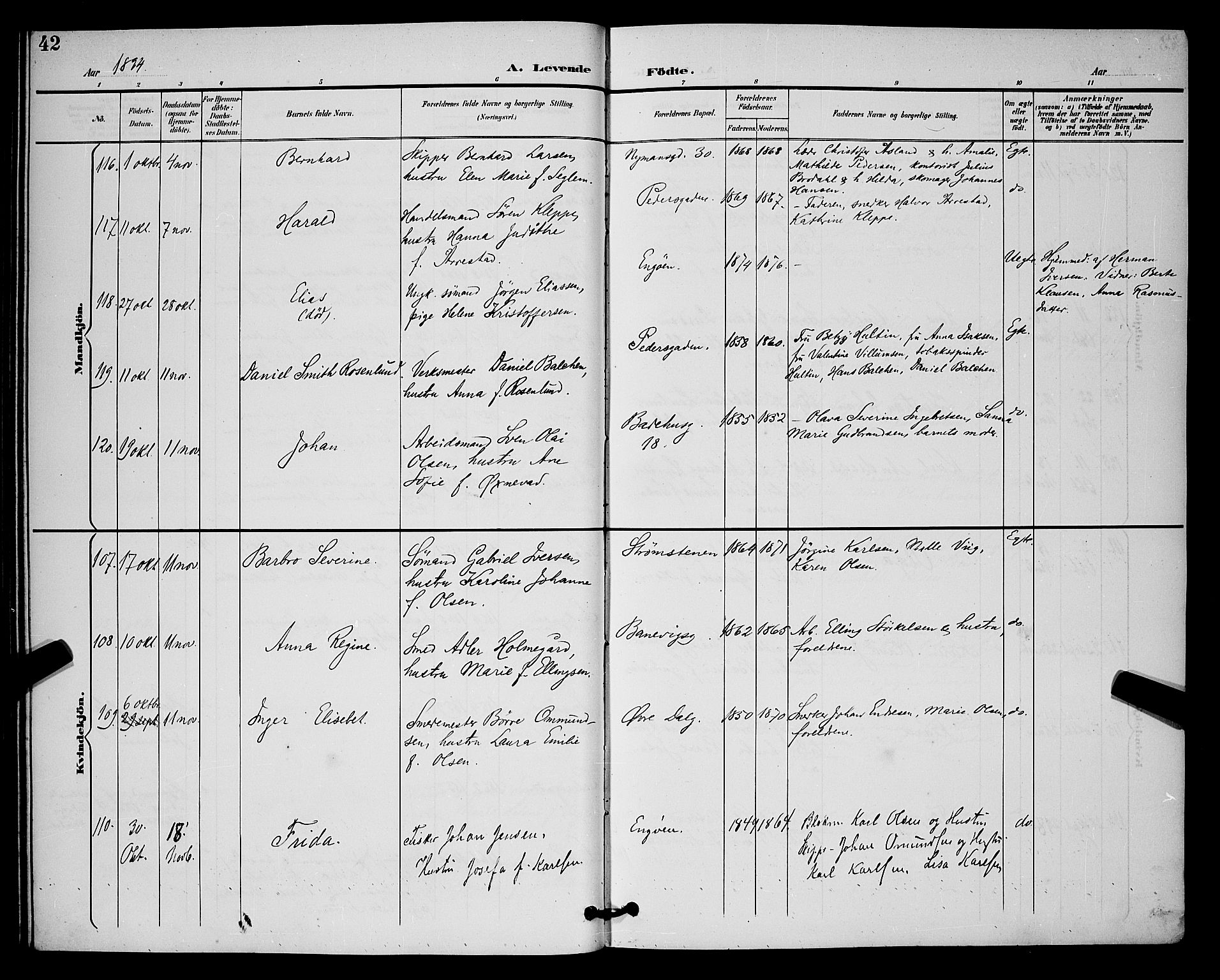 St. Johannes sokneprestkontor, AV/SAST-A-101814/001/30/30BB/L0003: Klokkerbok nr. B 3, 1893-1900, s. 42