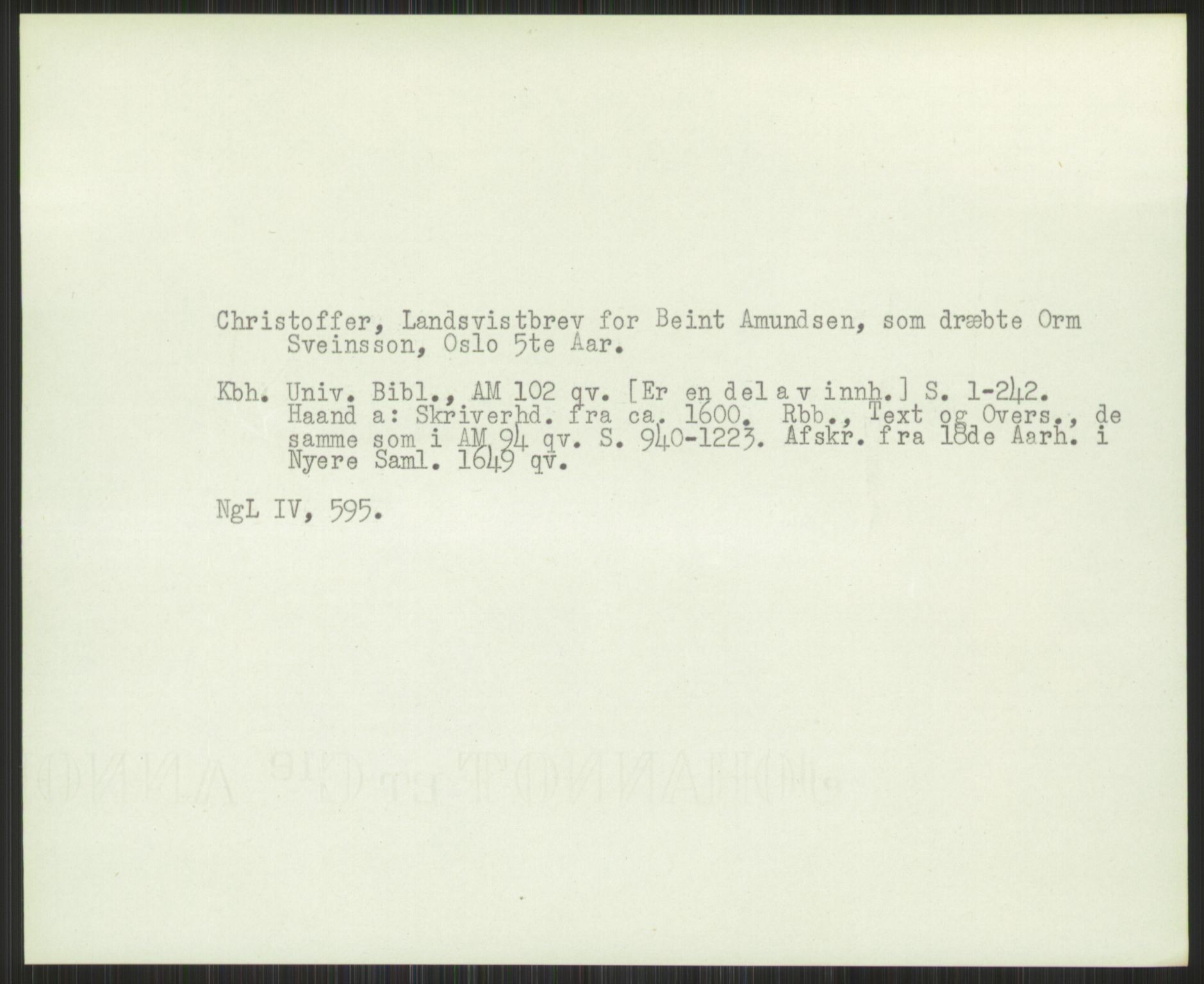 Norsk Historisk Kjeldeskrift-Institutt (NHKI), AV/RA-S-6117/G/Gc/L0030: Tematisk register til Gustav Storms håndskriftbeskrivelser i NgL bd. IV, 1381-1480, s. 470