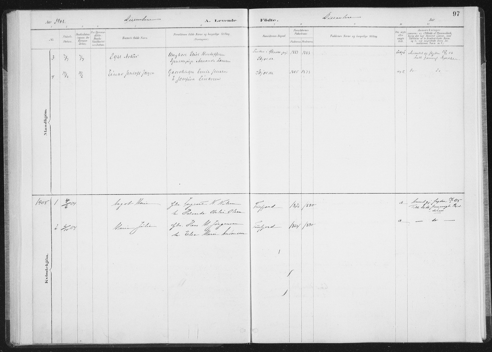 Ministerialprotokoller, klokkerbøker og fødselsregistre - Nordland, AV/SAT-A-1459/898/L1422: Ministerialbok nr. 898A02, 1887-1908, s. 97