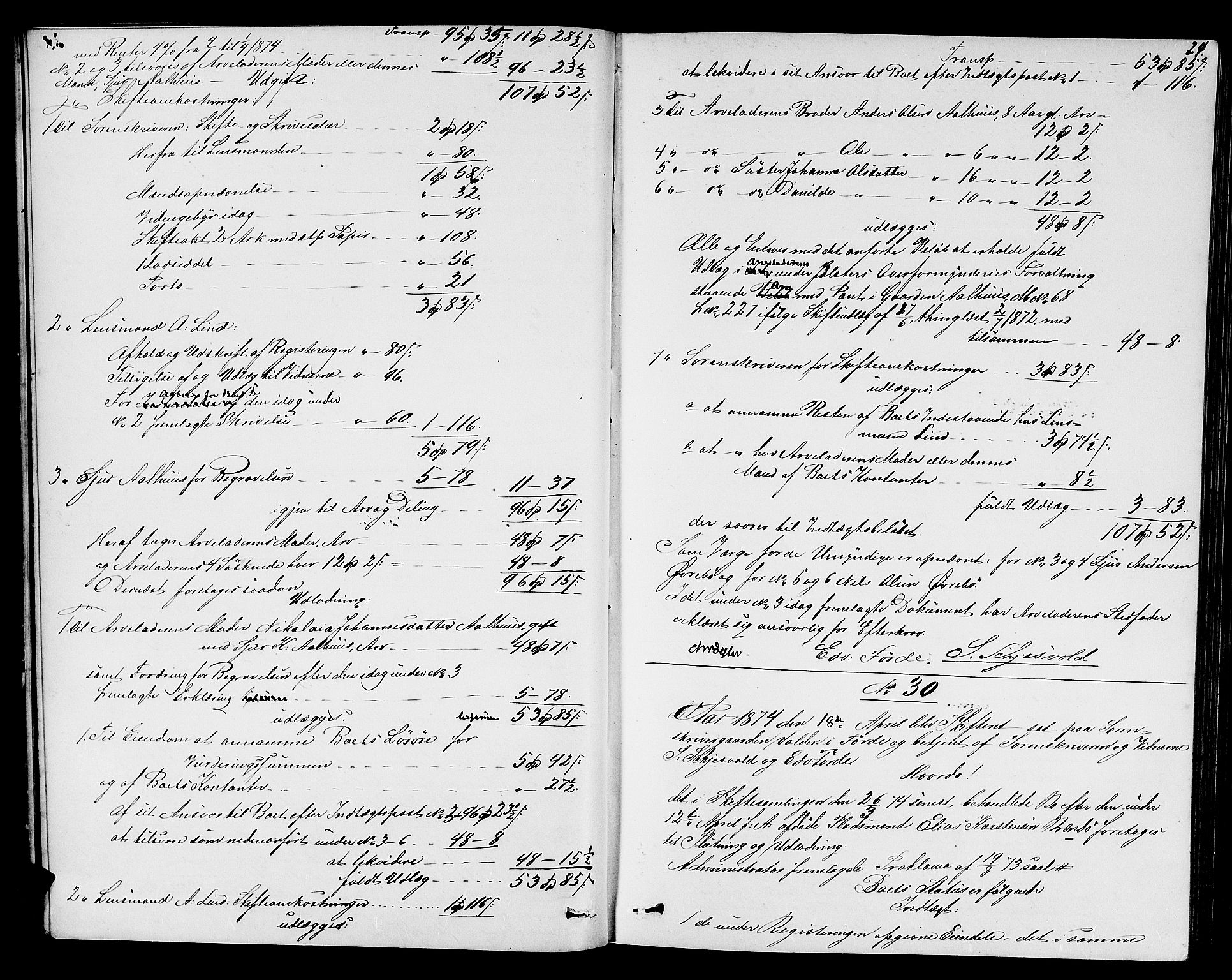 Sunnfjord tingrett, AV/SAB-A-3201/1/H/Hd/L0005: Skifteutlodningsprotokoll, 1874-1881, s. 23b-24a