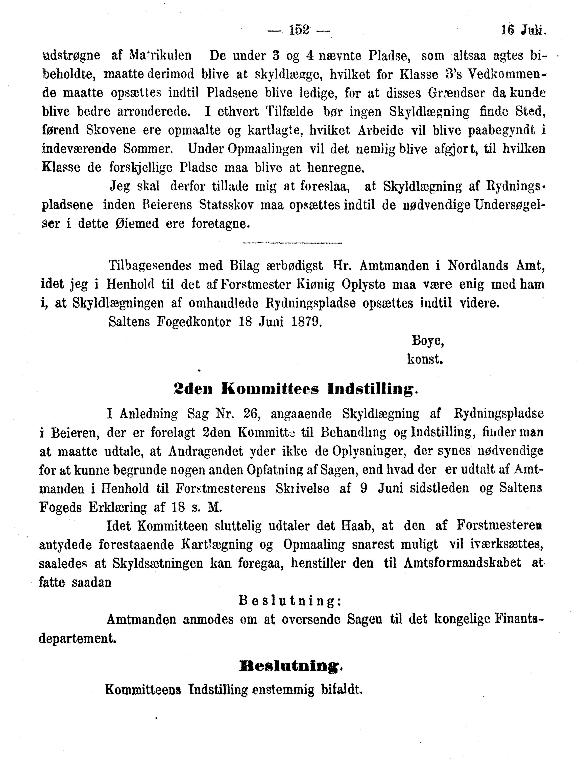 Nordland Fylkeskommune. Fylkestinget, AIN/NFK-17/176/A/Ac/L0010: Fylkestingsforhandlinger 1874-1880, 1874-1880