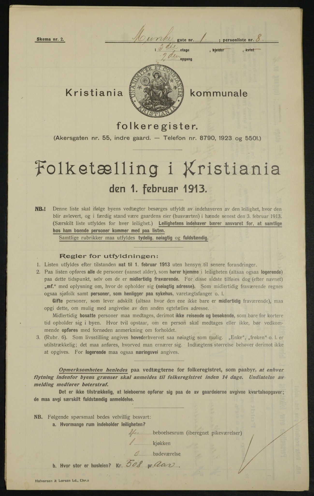 OBA, Kommunal folketelling 1.2.1913 for Kristiania, 1913, s. 67897