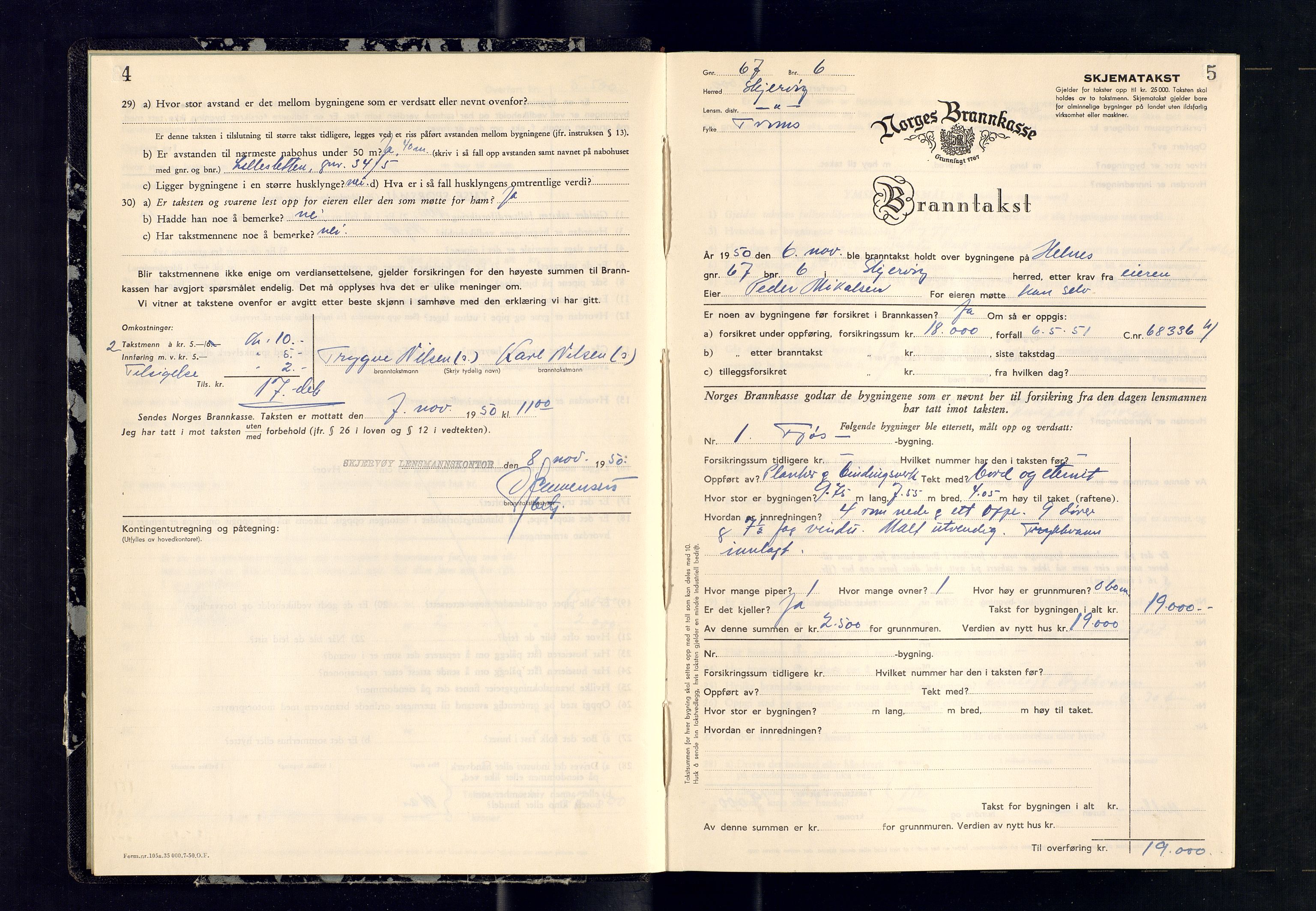 Skjervøy lensmannskontor, AV/SATØ-SATØ-63/F/Fu/Fub/L0275: Branntakstprotokoll (S), 1950-1951, s. 4-5