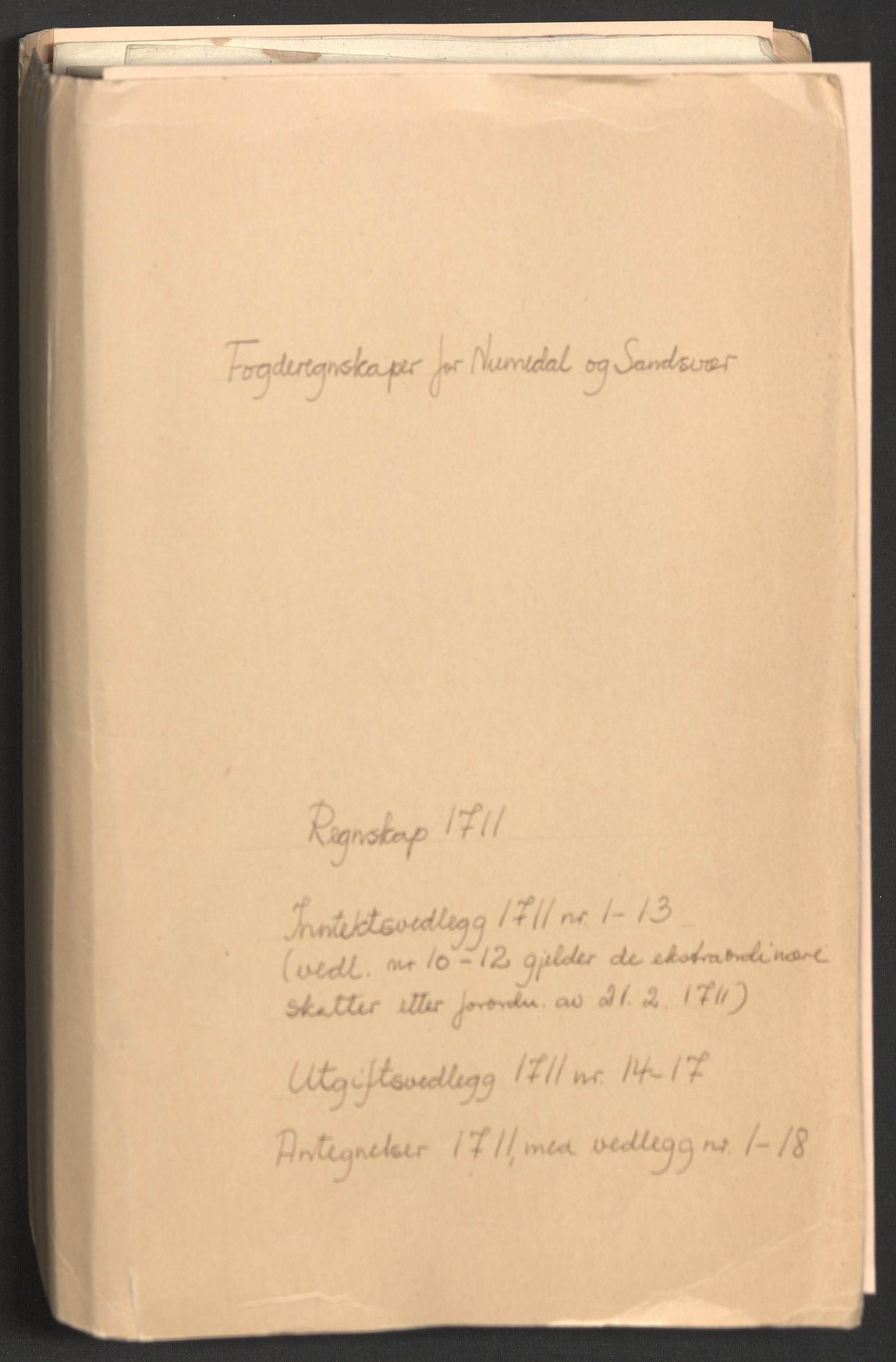 Rentekammeret inntil 1814, Reviderte regnskaper, Fogderegnskap, AV/RA-EA-4092/R24/L1586: Fogderegnskap Numedal og Sandsvær, 1711, s. 2