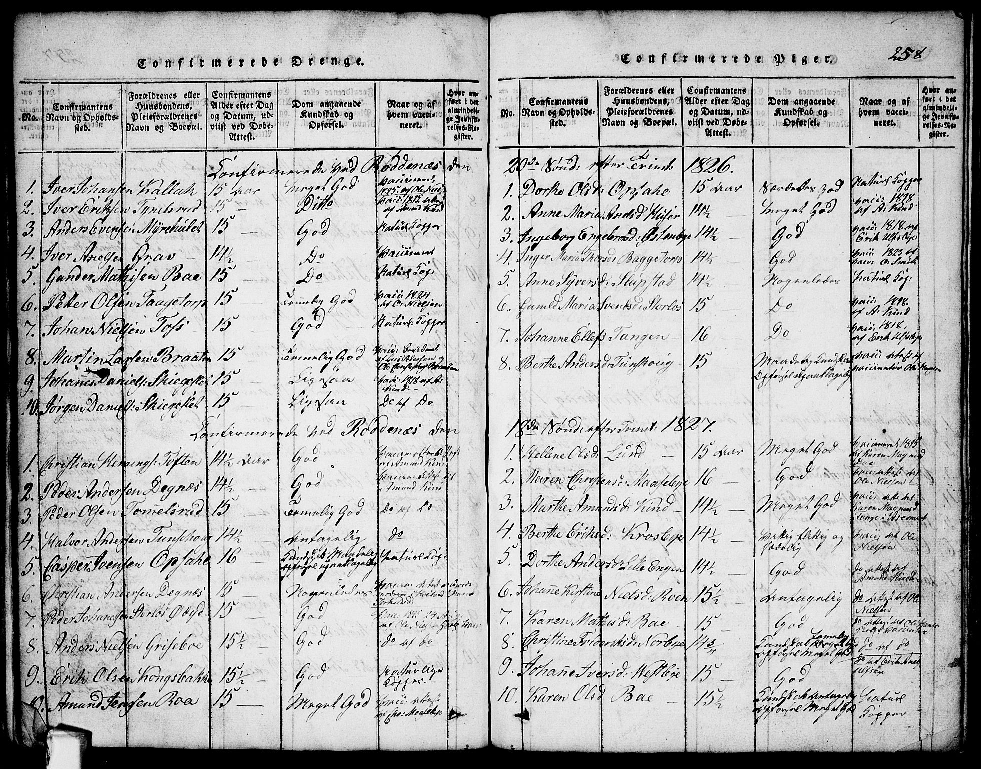 Rødenes prestekontor Kirkebøker, SAO/A-2005/G/Ga/L0001: Klokkerbok nr.  I 1, 1814-1841, s. 258