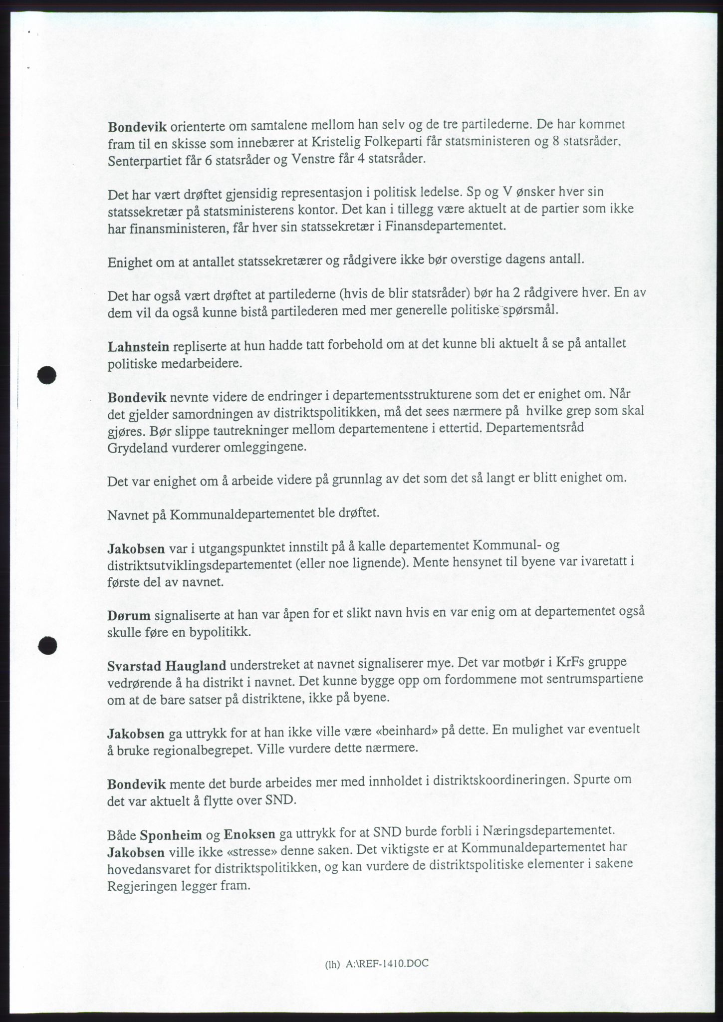 Forhandlingene mellom Kristelig Folkeparti, Senterpartiet og Venstre om dannelse av regjering, RA/PA-1073/A/L0001: Forhandlingsprotokoller, 1997, s. 123