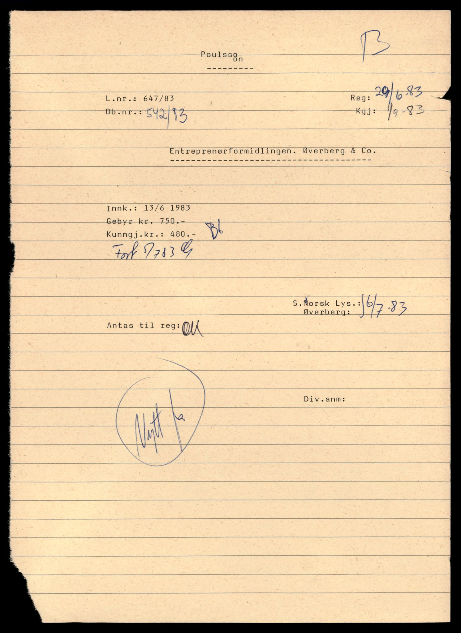 Asker og Bærum tingrett, AV/SAT-A-10379/K/Kb/Kba/L0007: Enkeltmannsforetak slettet i Bærum 1984, 1944-1984, s. 1