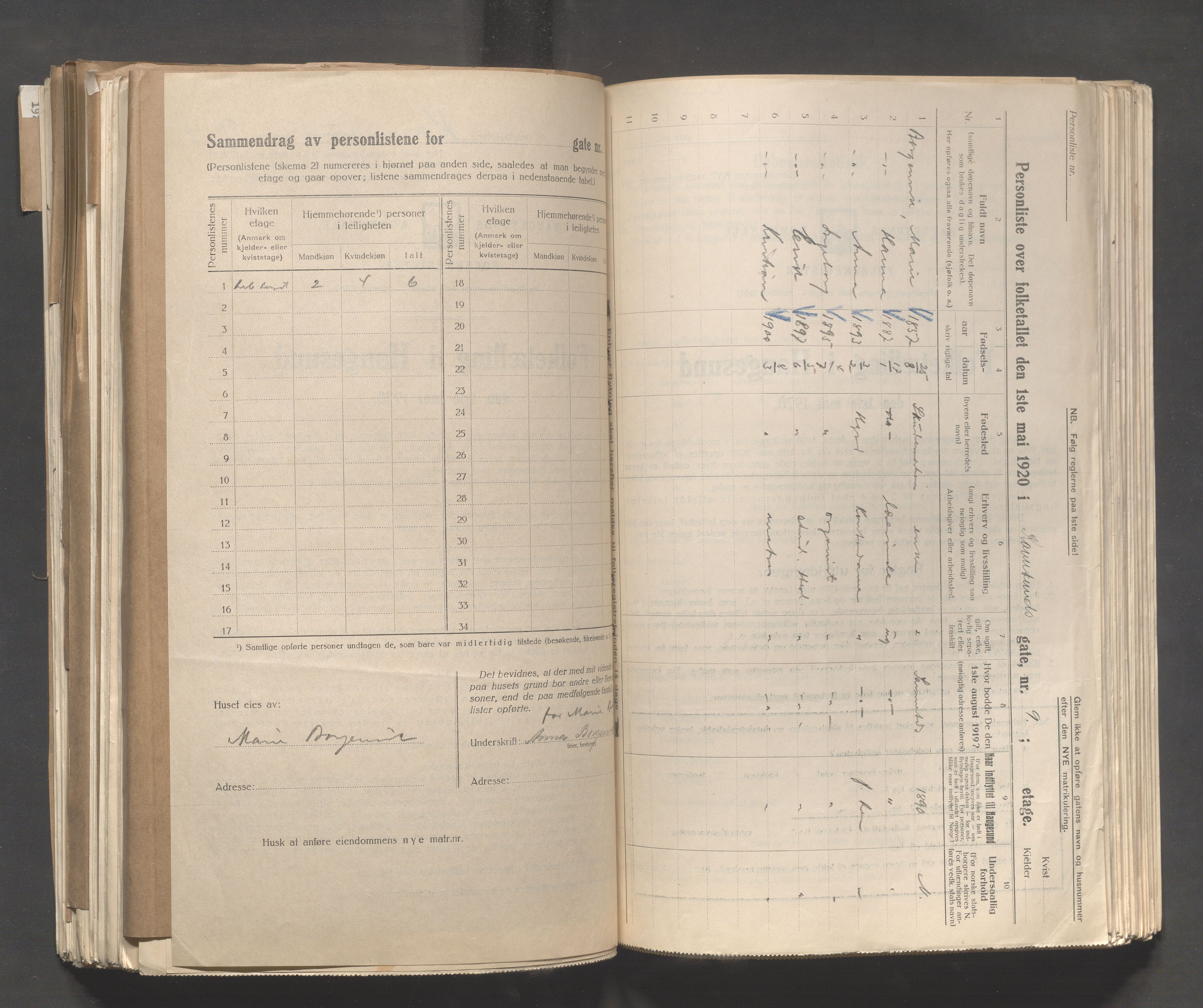 IKAR, Kommunal folketelling 1.5.1920 for Haugesund, 1920, s. 2285
