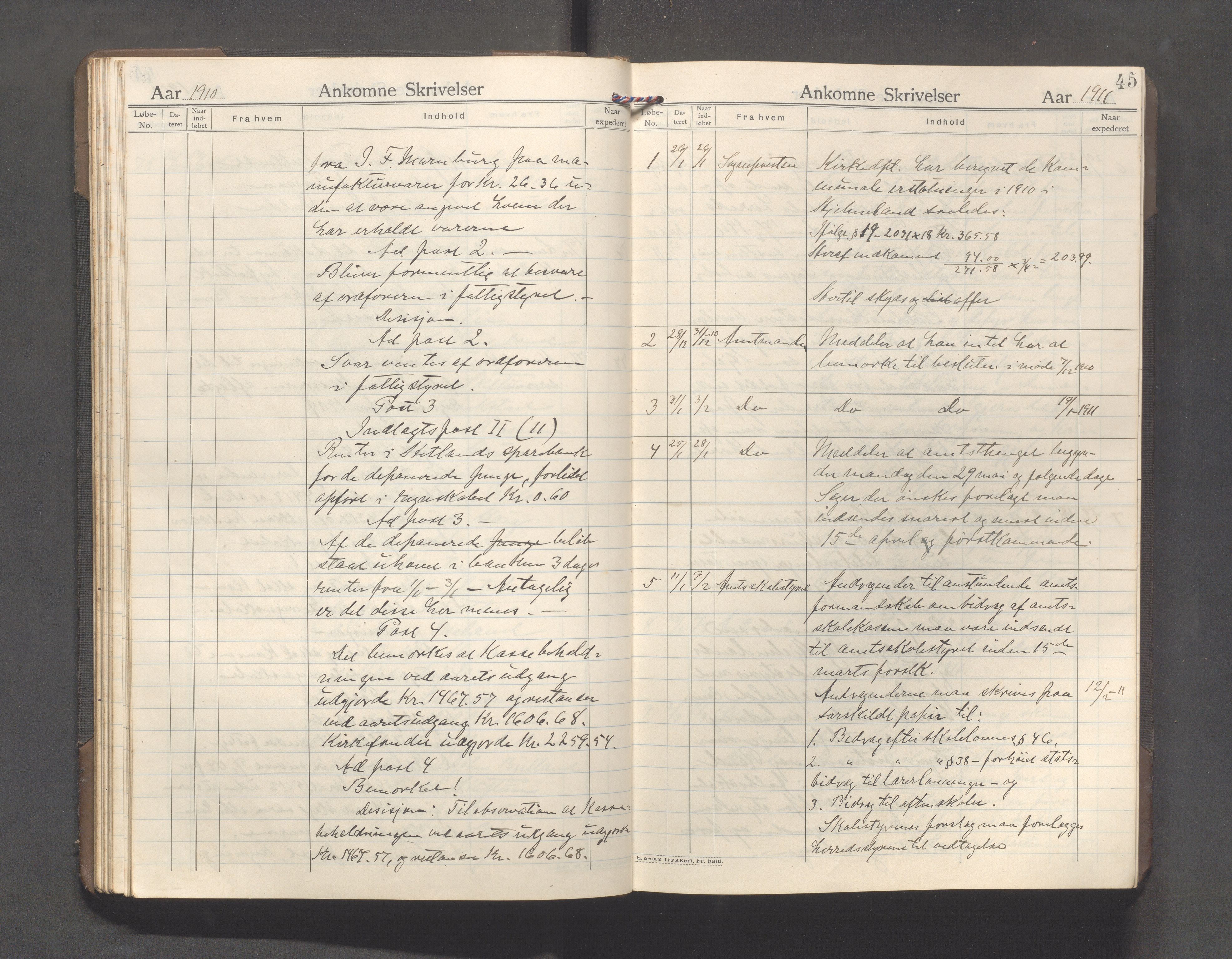 Hjelmeland kommune - Formannskapet, IKAR/K-102522/C/L0003: Journal, 1907-1923, s. 45