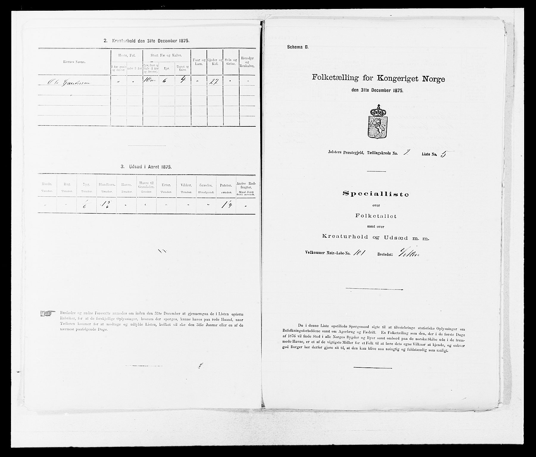 SAB, Folketelling 1875 for 1431P Jølster prestegjeld, 1875, s. 143