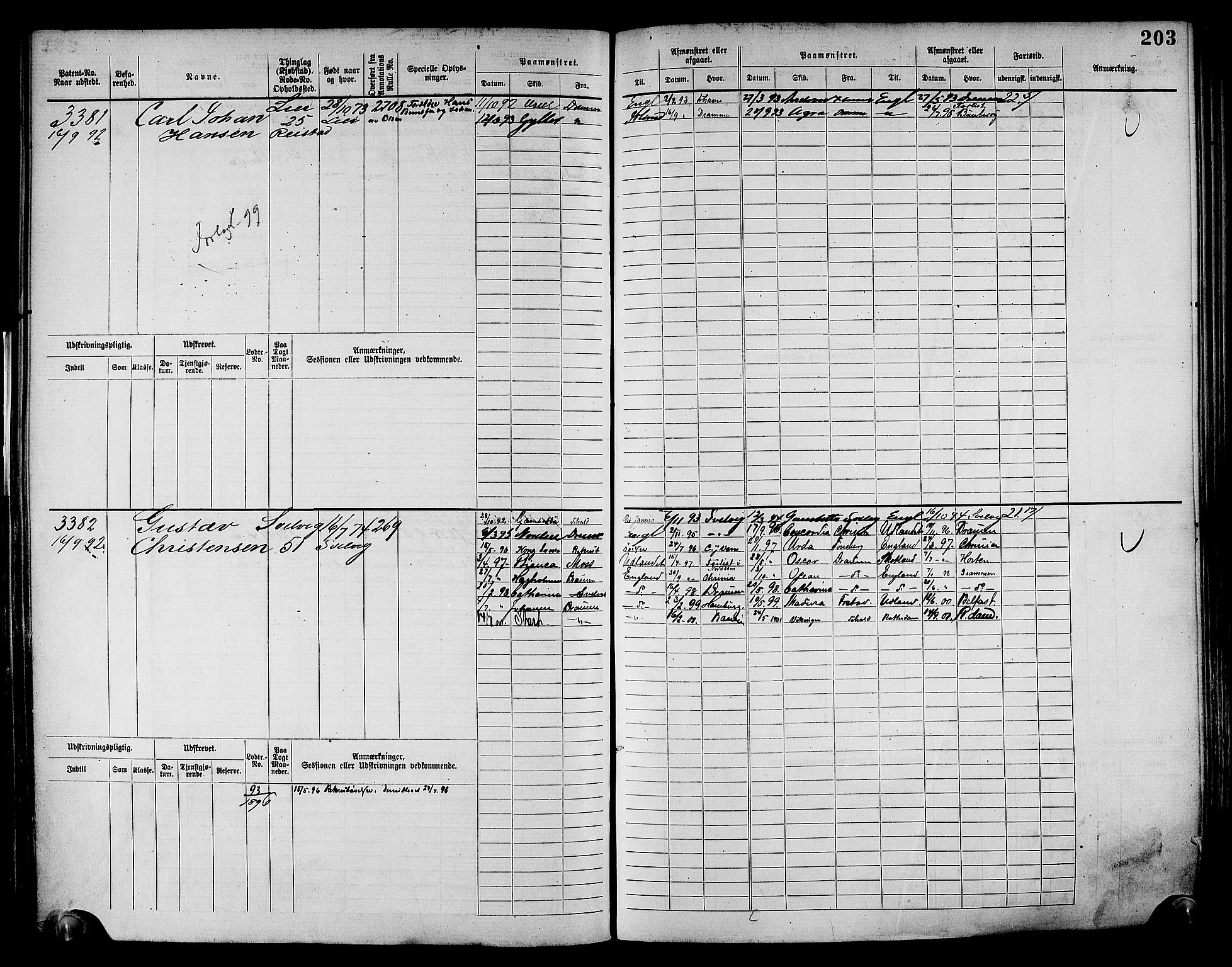 Drammen innrulleringsdistrikt, AV/SAKO-A-781/F/Fc/L0004: Hovedrulle, 1885, s. 209