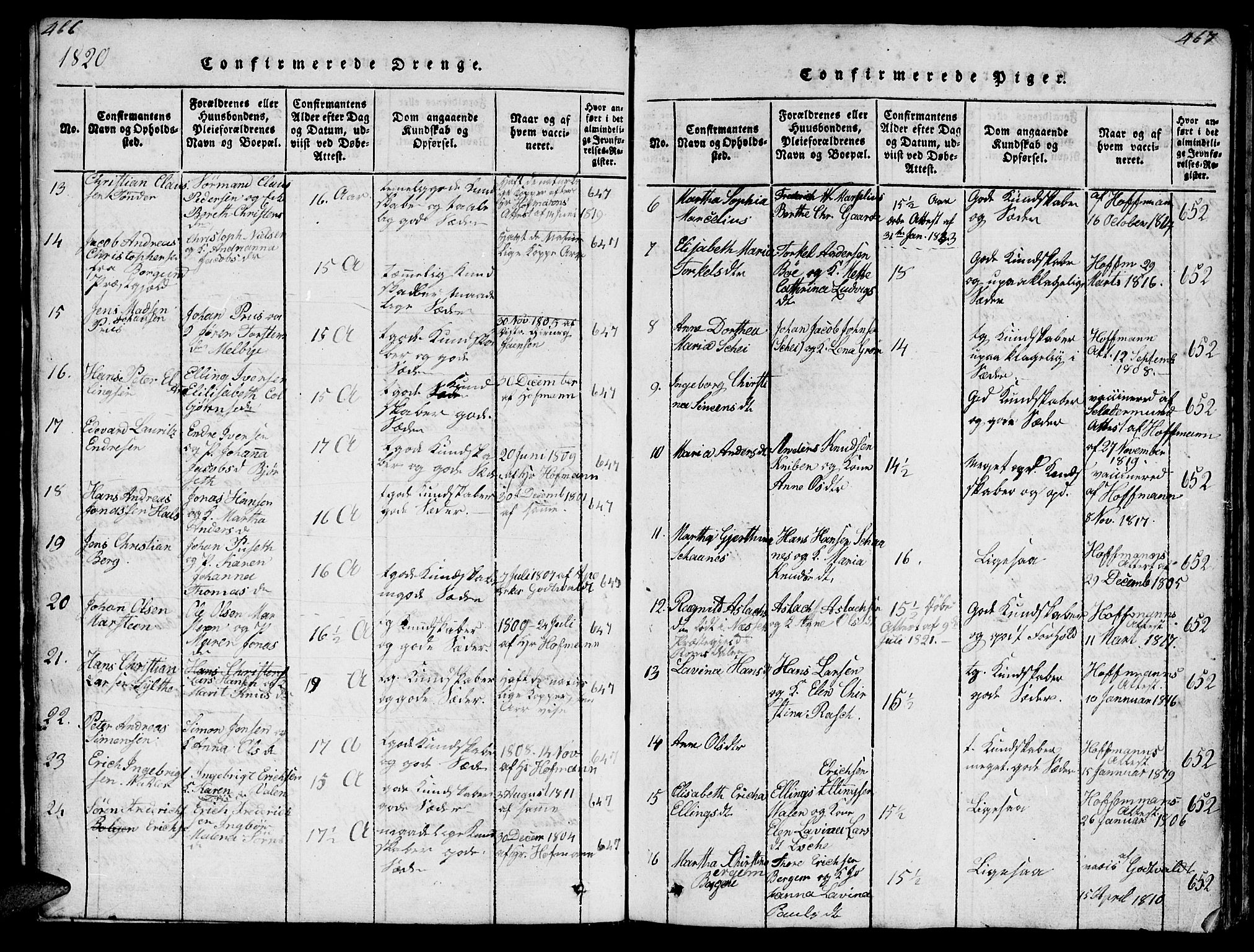 Ministerialprotokoller, klokkerbøker og fødselsregistre - Møre og Romsdal, AV/SAT-A-1454/572/L0856: Klokkerbok nr. 572C01, 1819-1832, s. 466-467