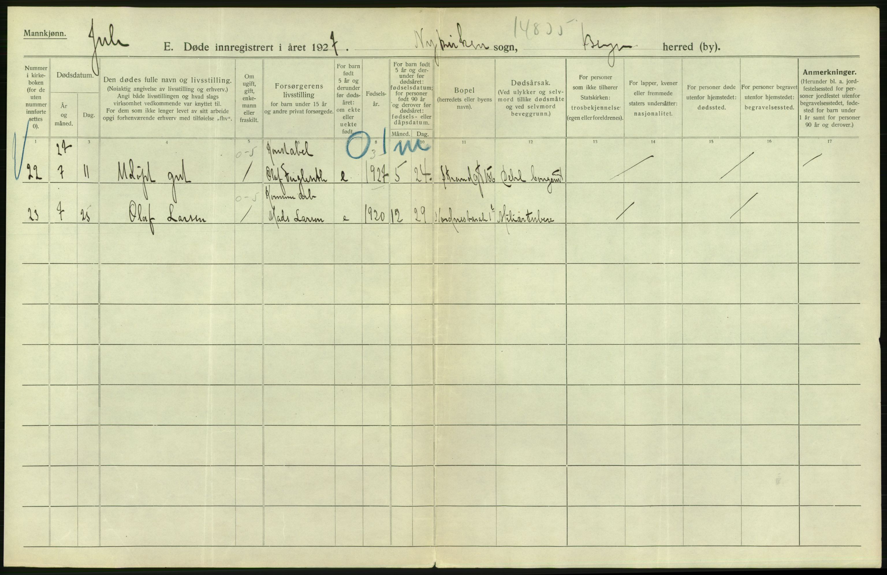 Statistisk sentralbyrå, Sosiodemografiske emner, Befolkning, AV/RA-S-2228/D/Df/Dfc/Dfcg/L0028: Bergen: Gifte, døde., 1927, s. 774