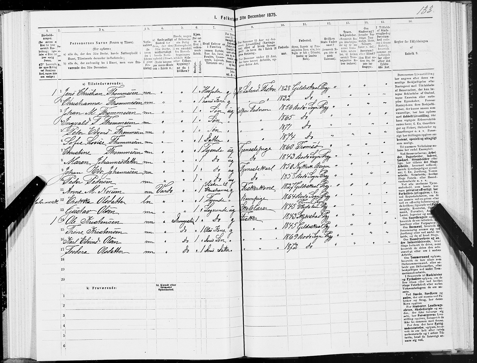 SAT, Folketelling 1875 for 1843L Bodø prestegjeld, Bodø landsokn, 1875, s. 3133