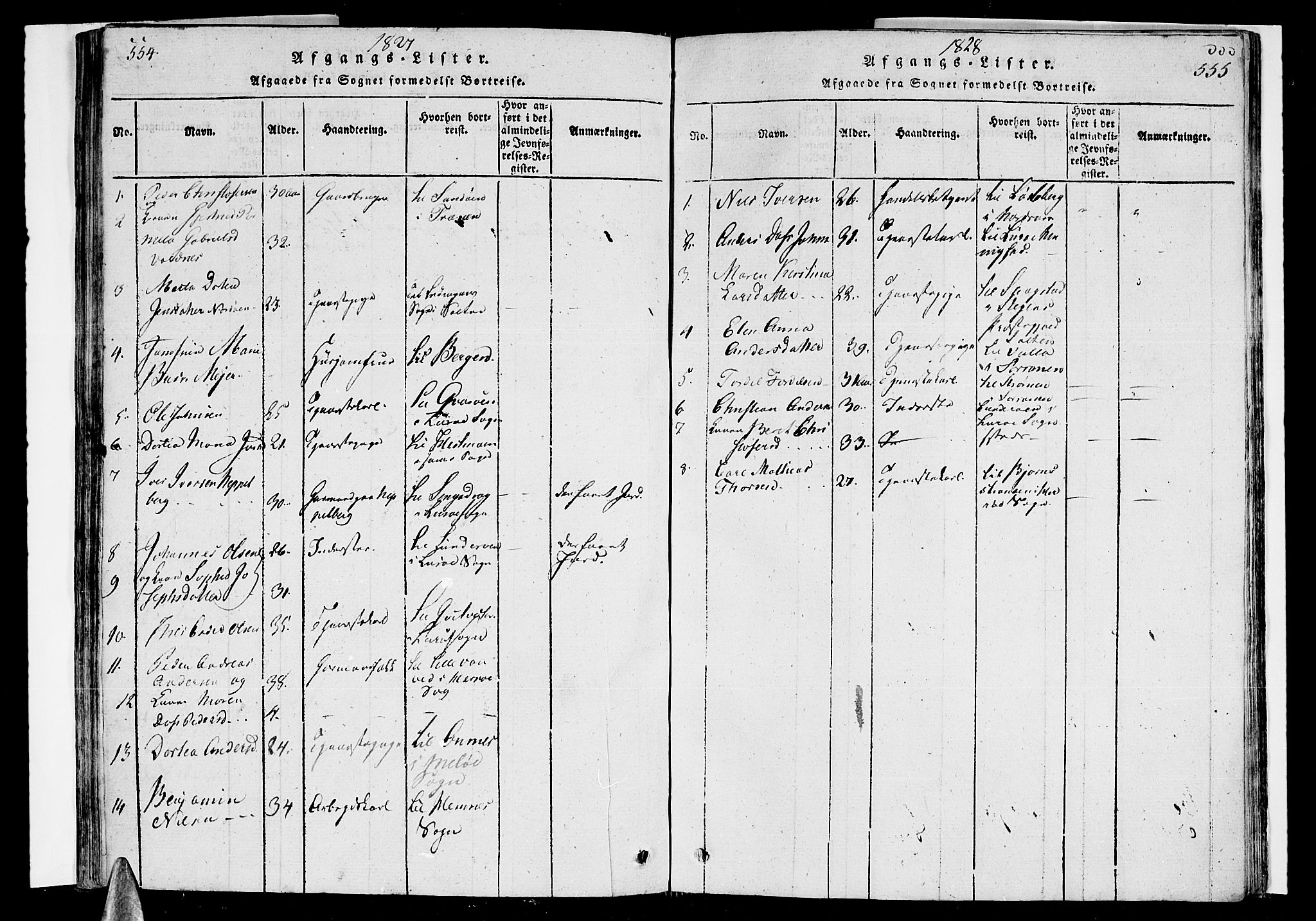 Ministerialprotokoller, klokkerbøker og fødselsregistre - Nordland, SAT/A-1459/838/L0546: Ministerialbok nr. 838A05 /1, 1820-1828, s. 554-555