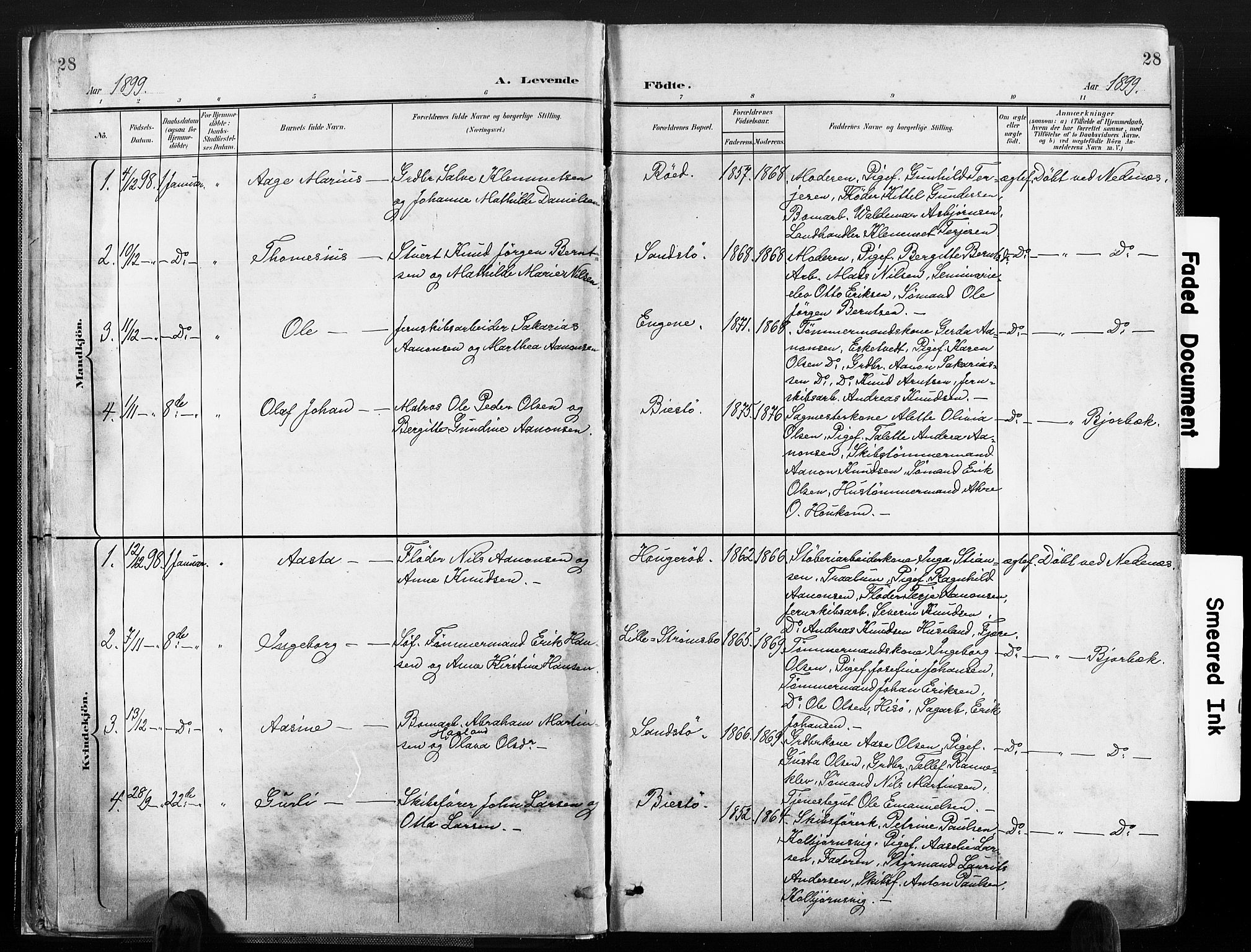 Øyestad sokneprestkontor, AV/SAK-1111-0049/F/Fa/L0018: Ministerialbok nr. A 18, 1897-1907, s. 28