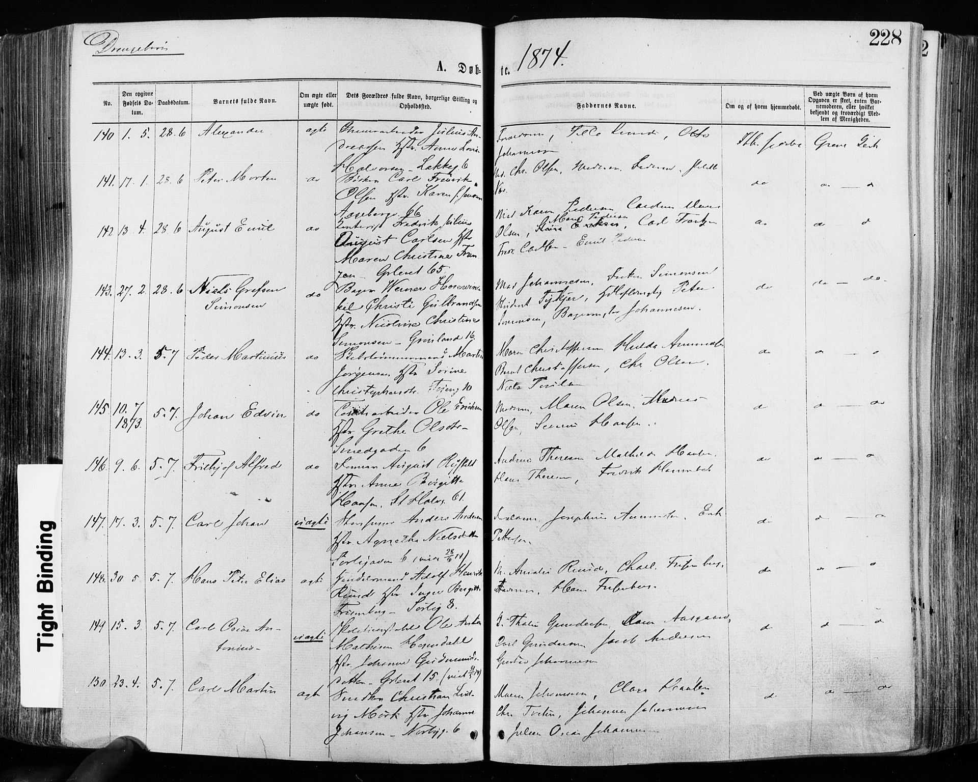 Grønland prestekontor Kirkebøker, SAO/A-10848/F/Fa/L0004: Ministerialbok nr. 4, 1869-1880, s. 228
