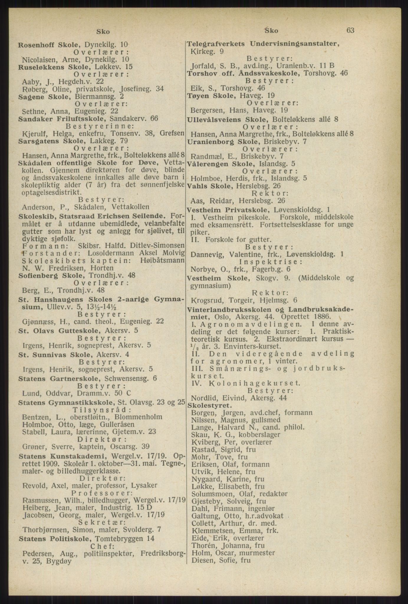Kristiania/Oslo adressebok, PUBL/-, 1937, s. 63