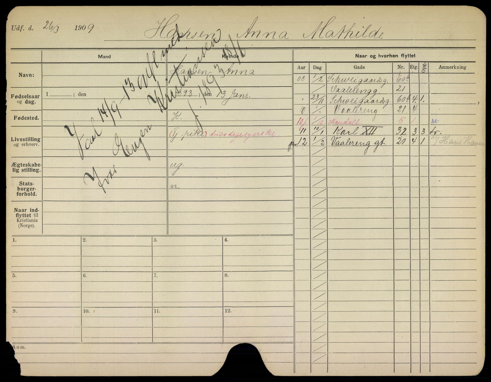 Oslo folkeregister, Registerkort, AV/SAO-A-11715/K/Kb/L0017: H - L, 1913