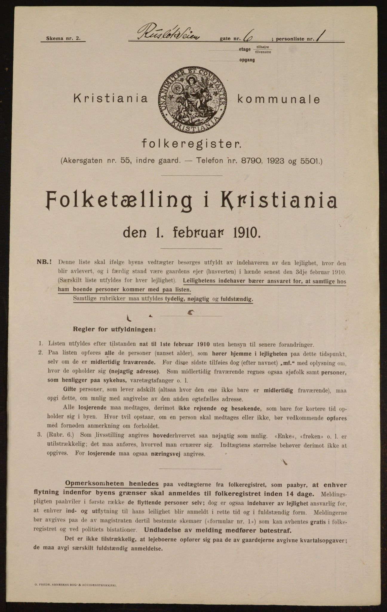 OBA, Kommunal folketelling 1.2.1910 for Kristiania, 1910, s. 81004