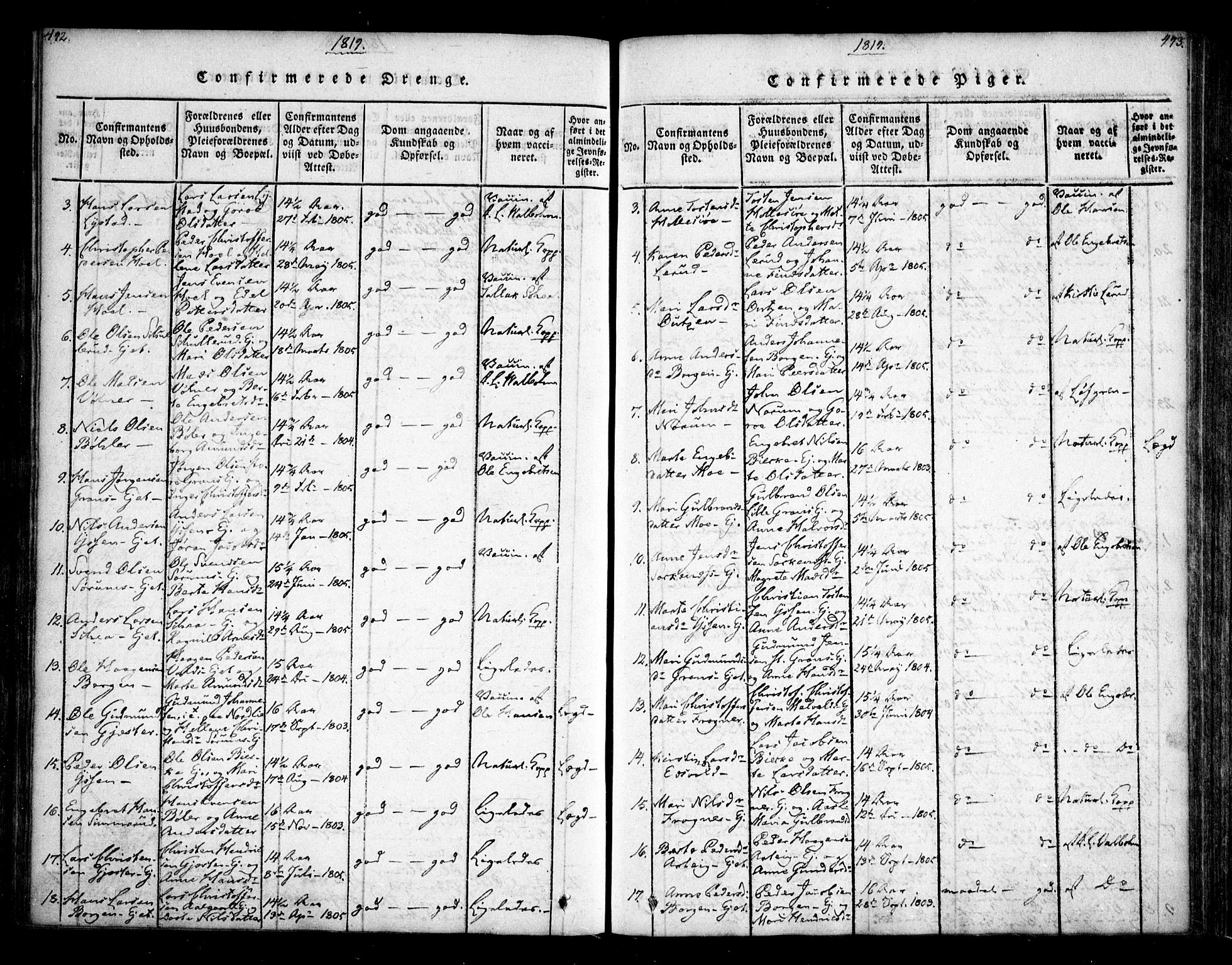 Sørum prestekontor Kirkebøker, AV/SAO-A-10303/F/Fa/L0003: Ministerialbok nr. I 3, 1814-1829, s. 492-493