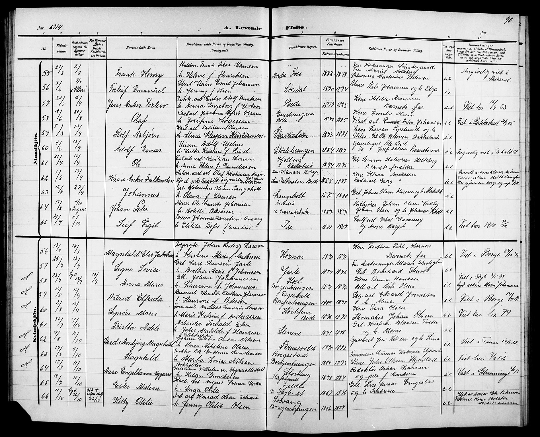 Skjeberg prestekontor Kirkebøker, AV/SAO-A-10923/G/Ga/L0002: Klokkerbok nr. I 2, 1901-1924, s. 90