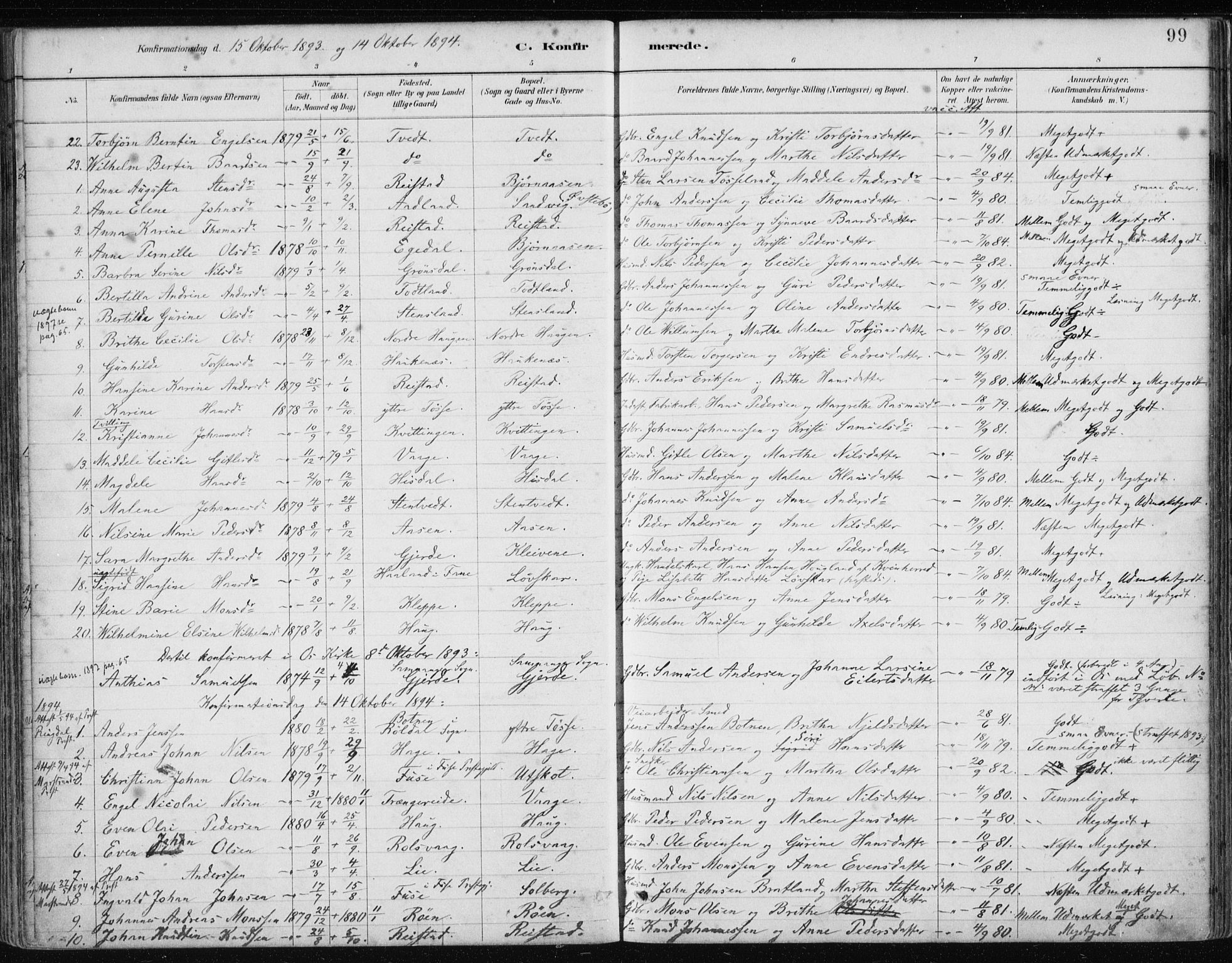 Samnanger Sokneprestembete, AV/SAB-A-77501/H/Haa: Ministerialbok nr. A 1, 1885-1901, s. 99