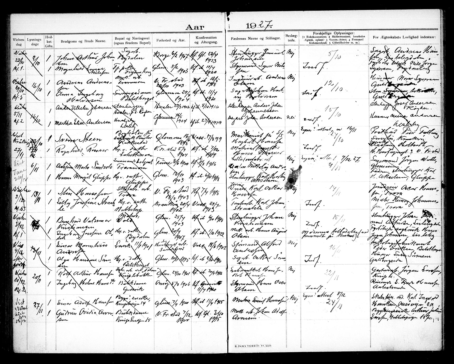 Glemmen prestekontor Kirkebøker, AV/SAO-A-10908/H/Ha/L0001: Lysningsprotokoll nr. 1, 1909-1931